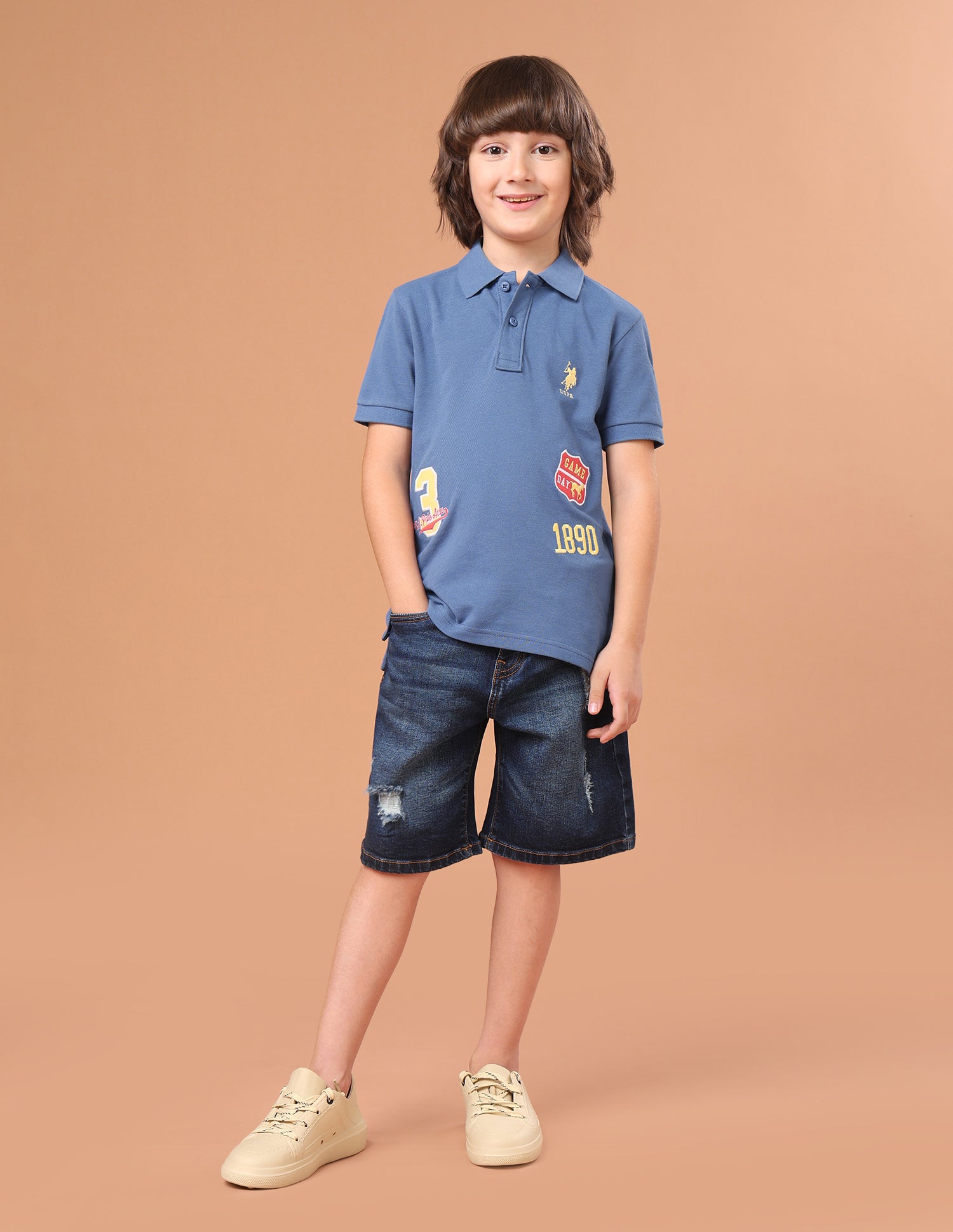 Brand Embroidered Applique Regular Fit Polo Shirt Blue - U.S. Polo Assn. India | Large