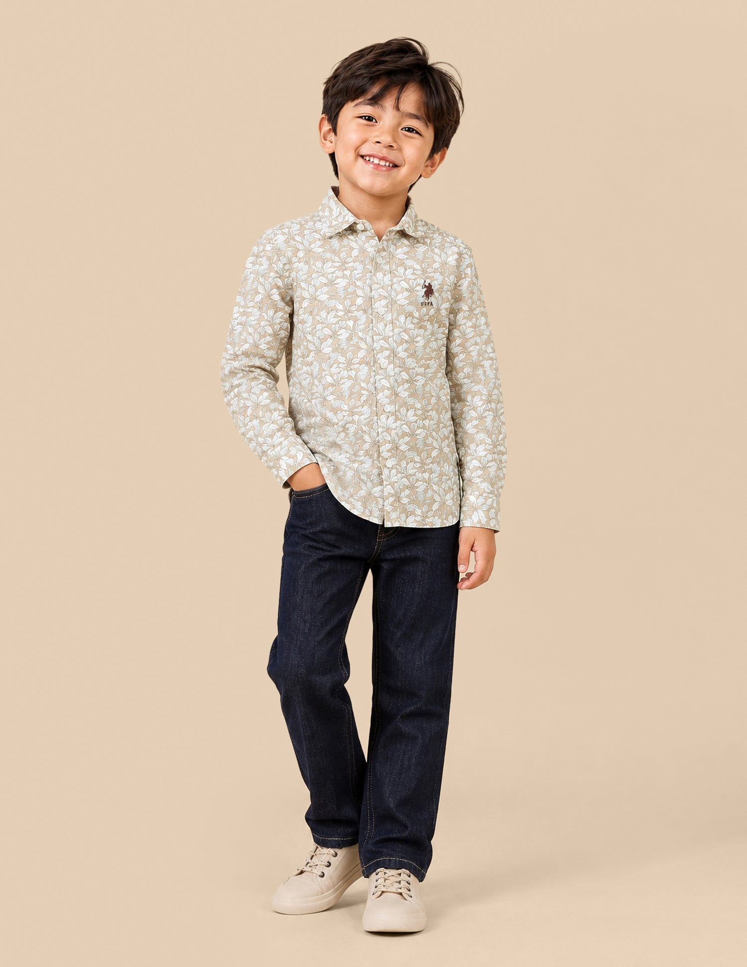Floral Printed Regular Fit Shirt Brown - U.S. Polo Assn. India | Large