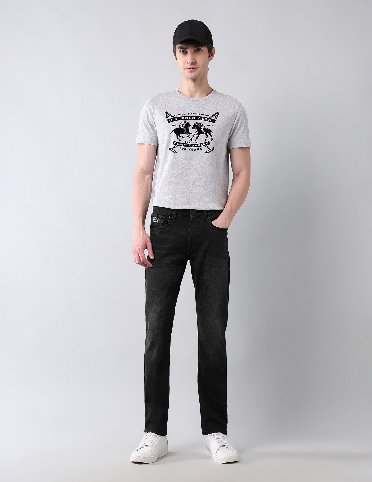 Brandon Slim Tapered Fit Authentic Denim Jeans Black - U.S. Polo Assn. India | Large