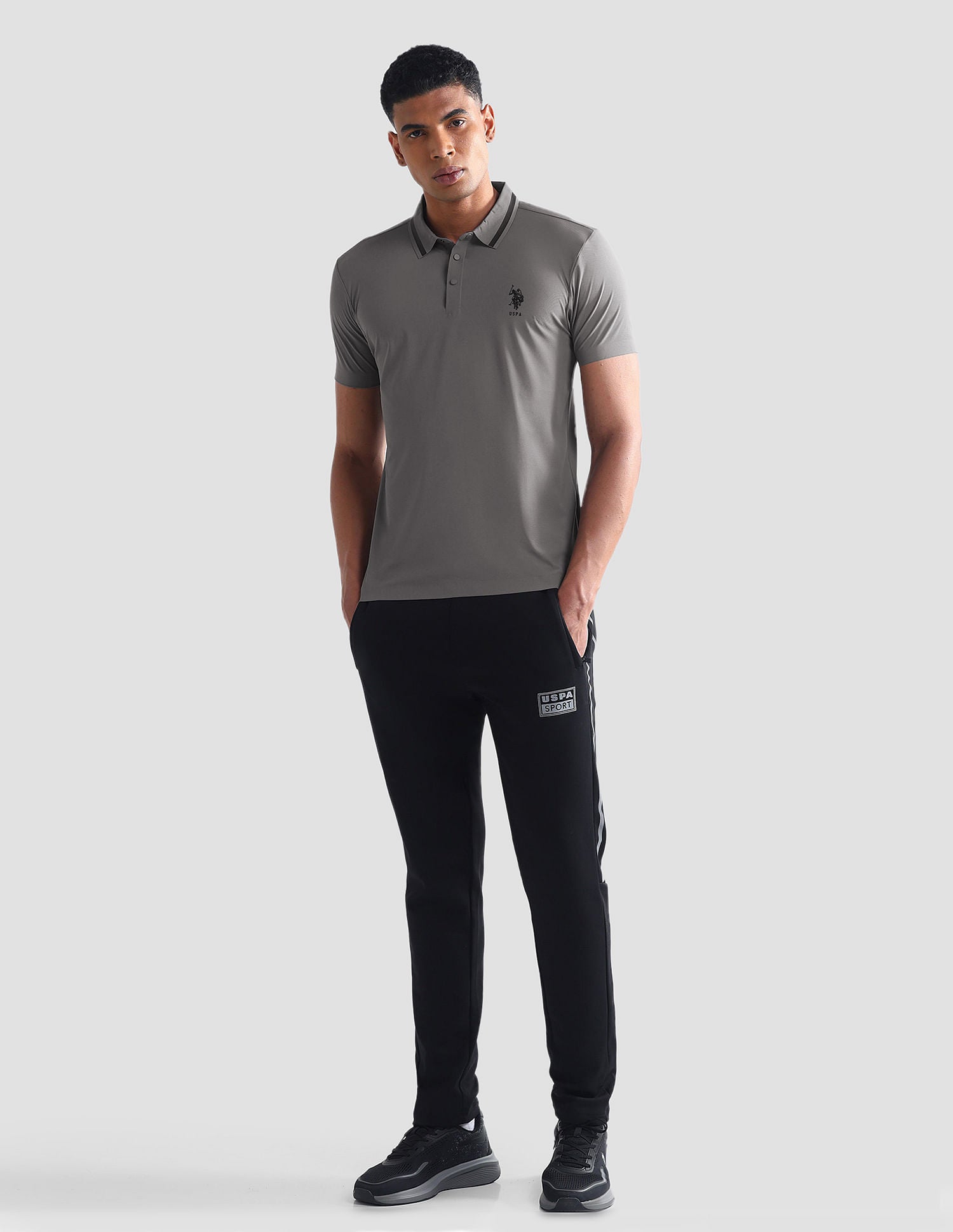 Solid Slim Fit Polo Shirt Grey - U.S. Polo Assn. India | Large