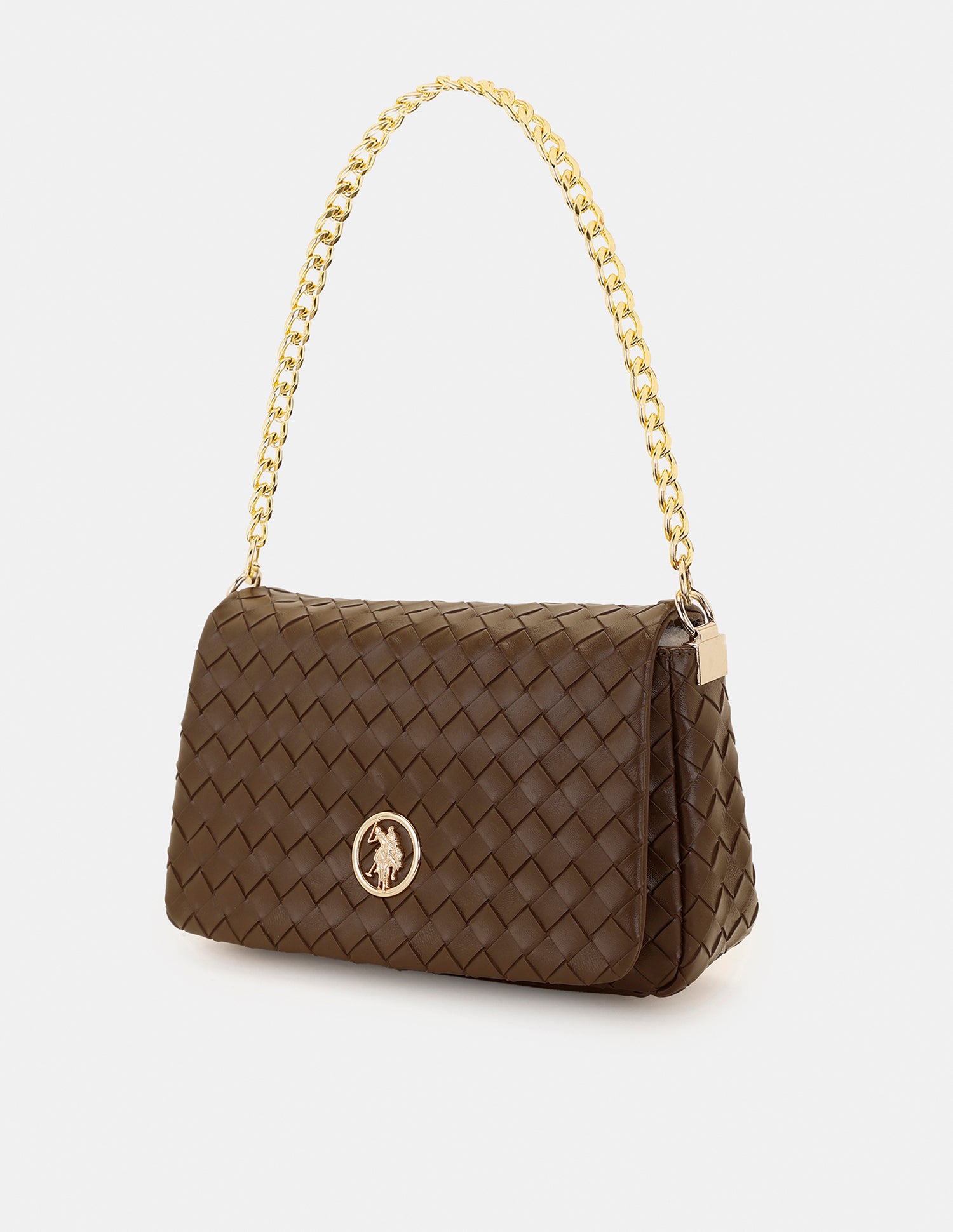 Women Angie Patterned Weave Crossbody Bag Brown - U.S. POLO ASSN. | Large