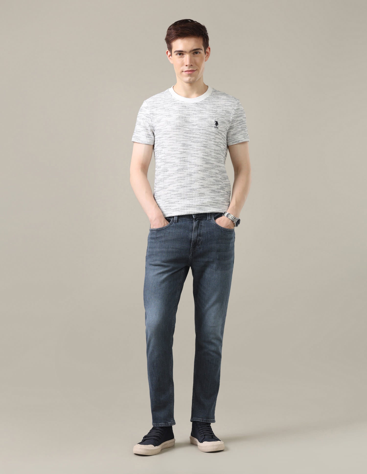 Cole Comfort Cropped Fit Blue Jeans Blue - U.S. Polo Assn. India | Large