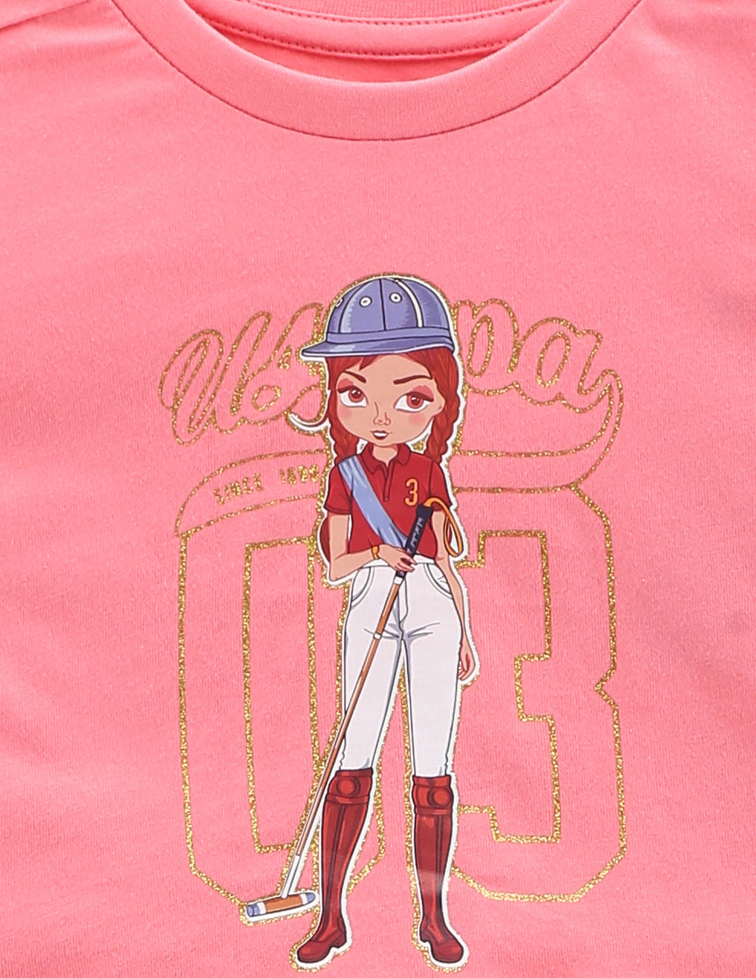 Girls Graphic Print Crew Neck T-Shirt Light Pink - U.S. POLO ASSN. | Large