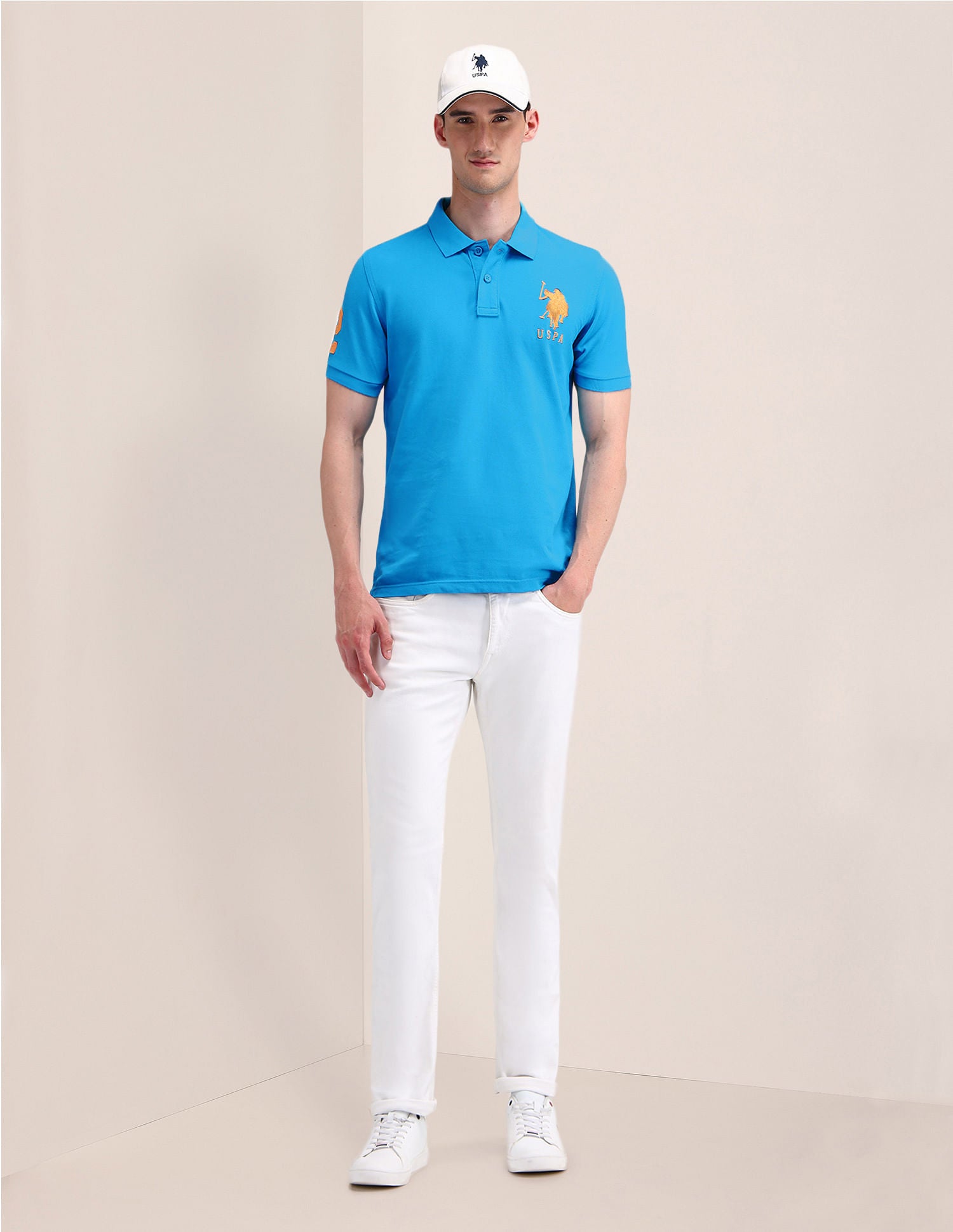 Solid Slim Fit Polo Shirt Blue - U.S. POLO ASSN. | Large