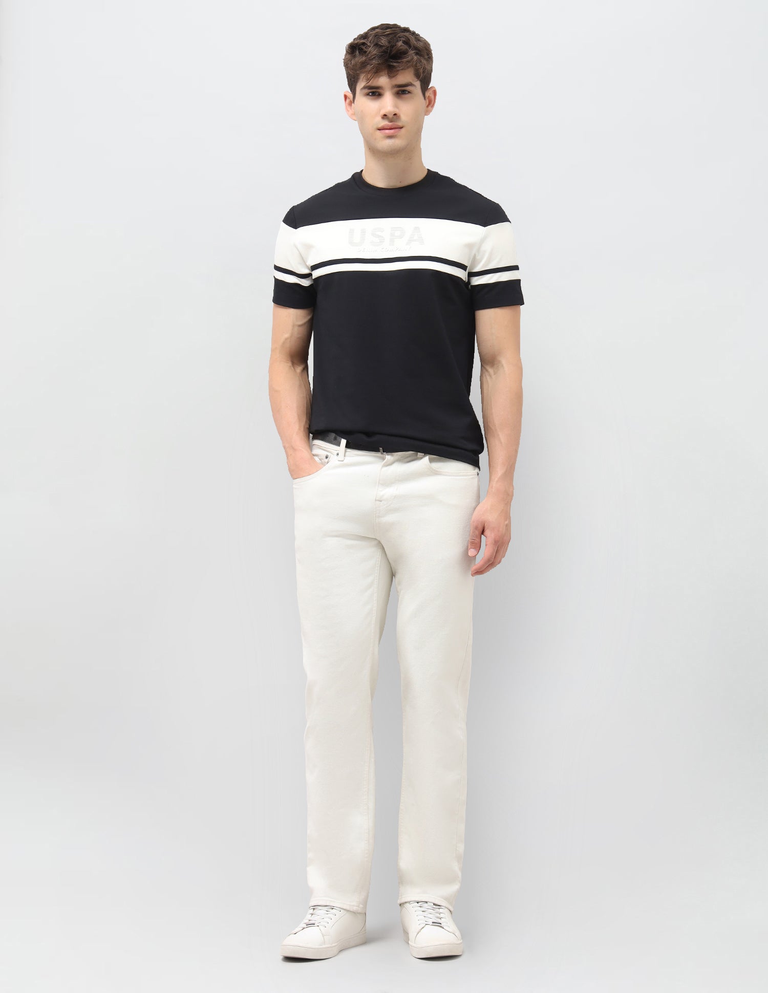 Colourblocked Slim Fit T-Shirt Black - U.S. Polo Assn. India | Large