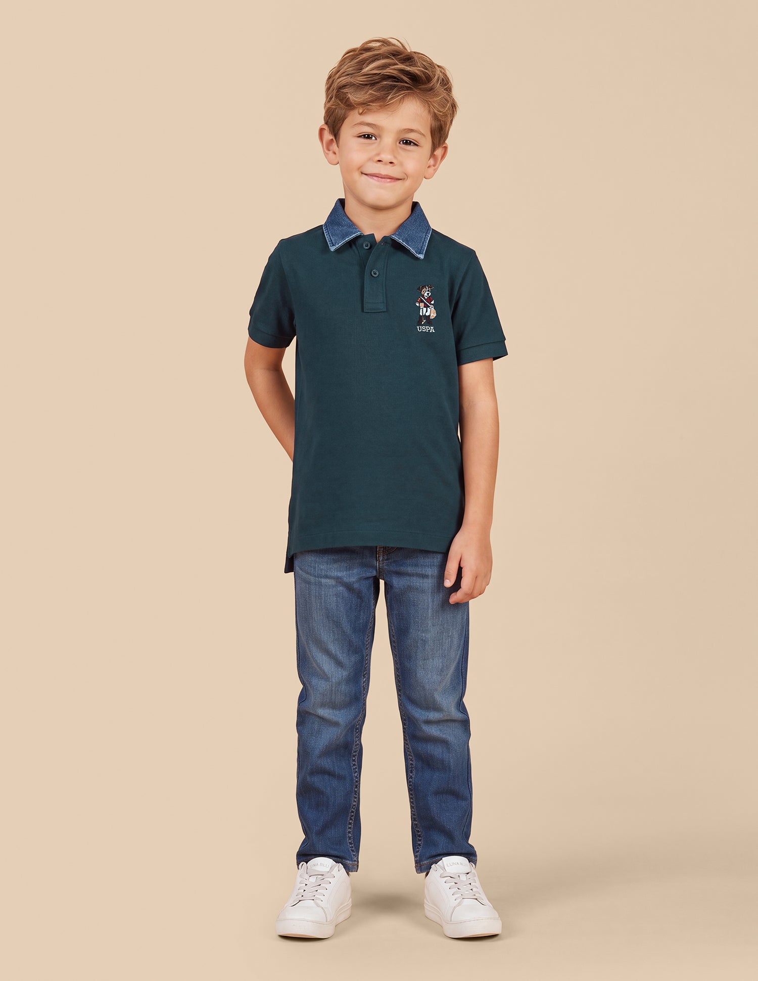 Solid Regular Fit Polo Shirt Teal - U.S. Polo Assn. India | Large