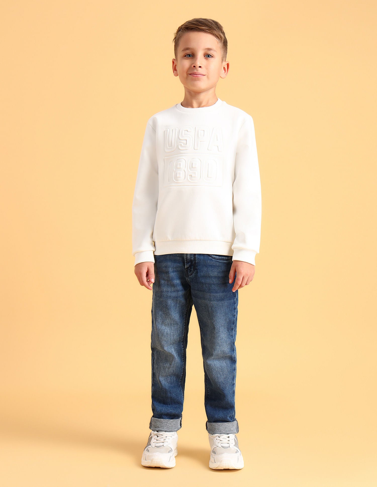 Boys Brand Printed Sweatshirt Green Sheen - U.S. Polo Assn. India | Large