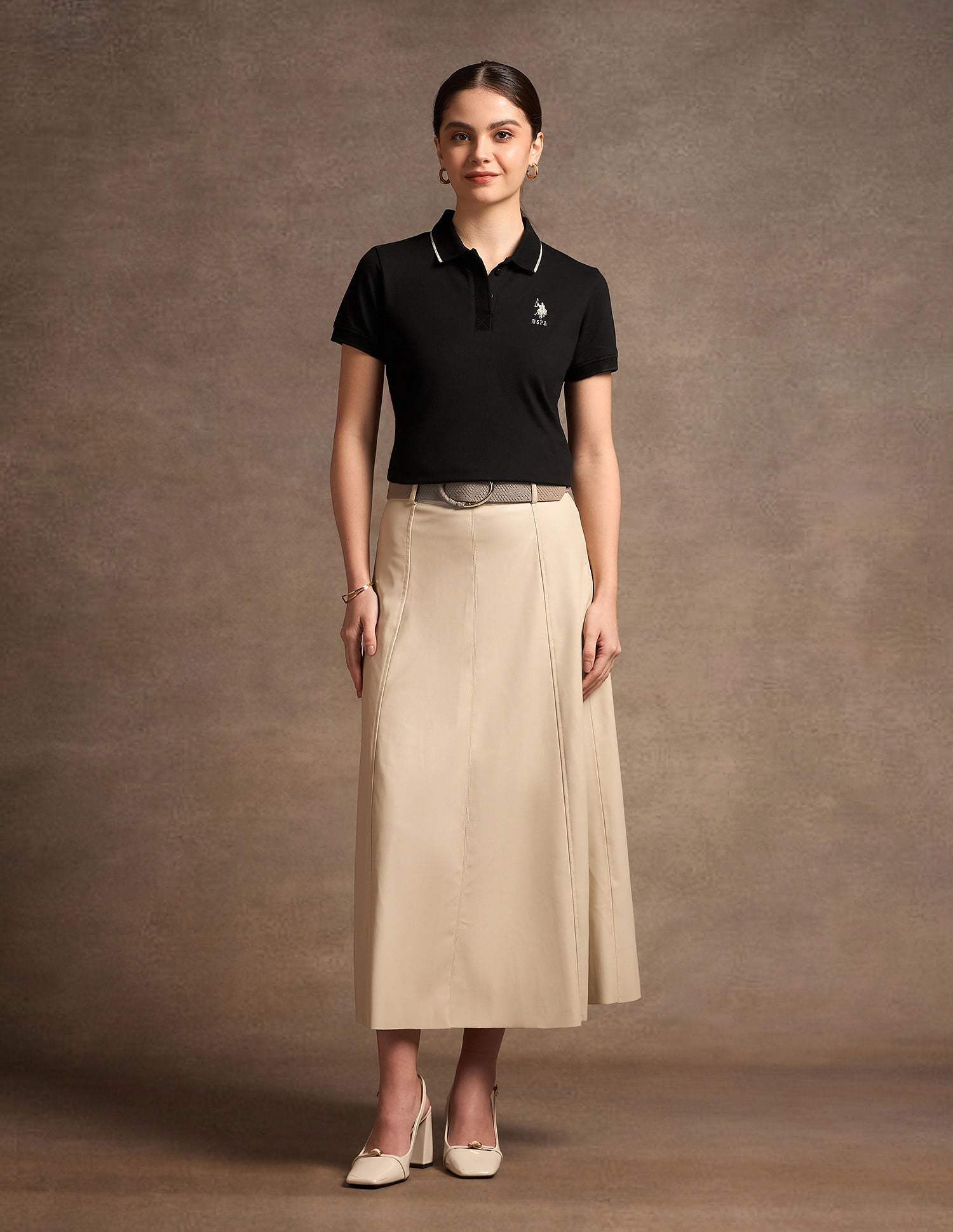 Lurex Tipped Solid Polo Shirt Black - U.S. POLO ASSN. | Large