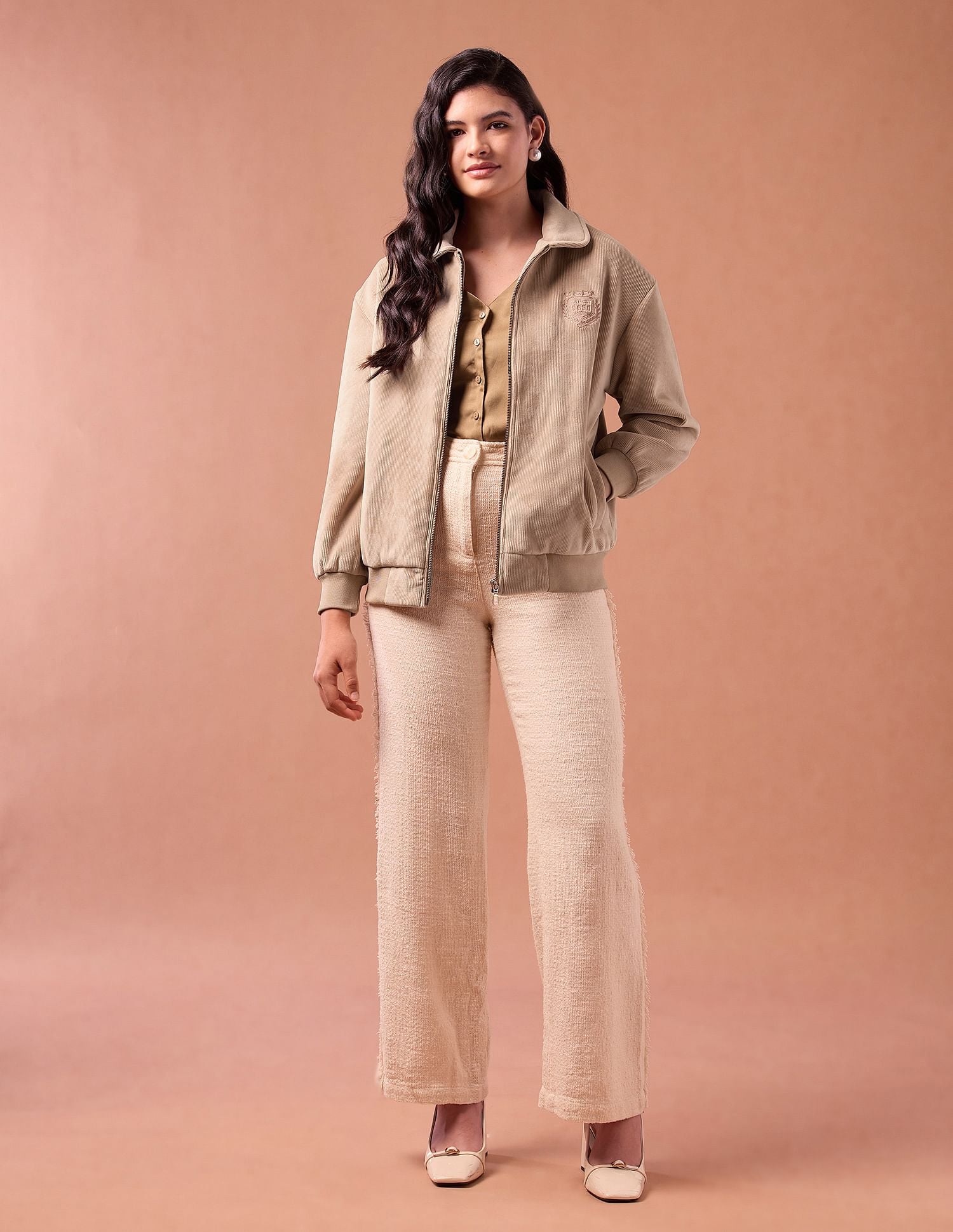 Corduroy Solid Regular Fit Jacket Beige - U.S. POLO ASSN. | Large