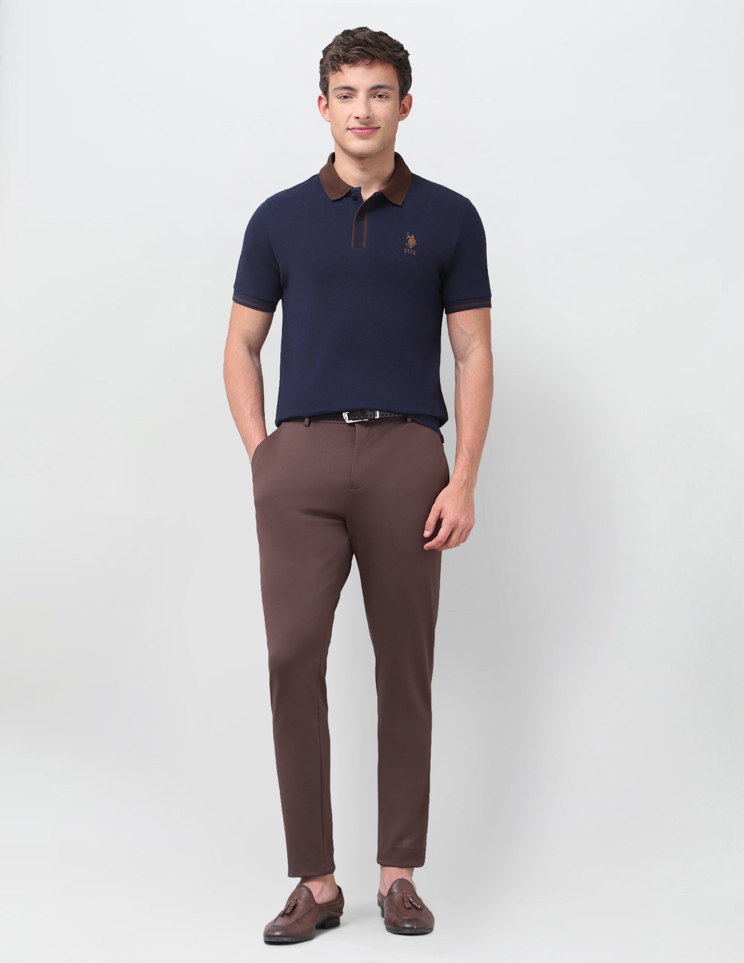 Solid Regular Fit Polo Shirt Navy - U.S. Polo Assn. India | Large