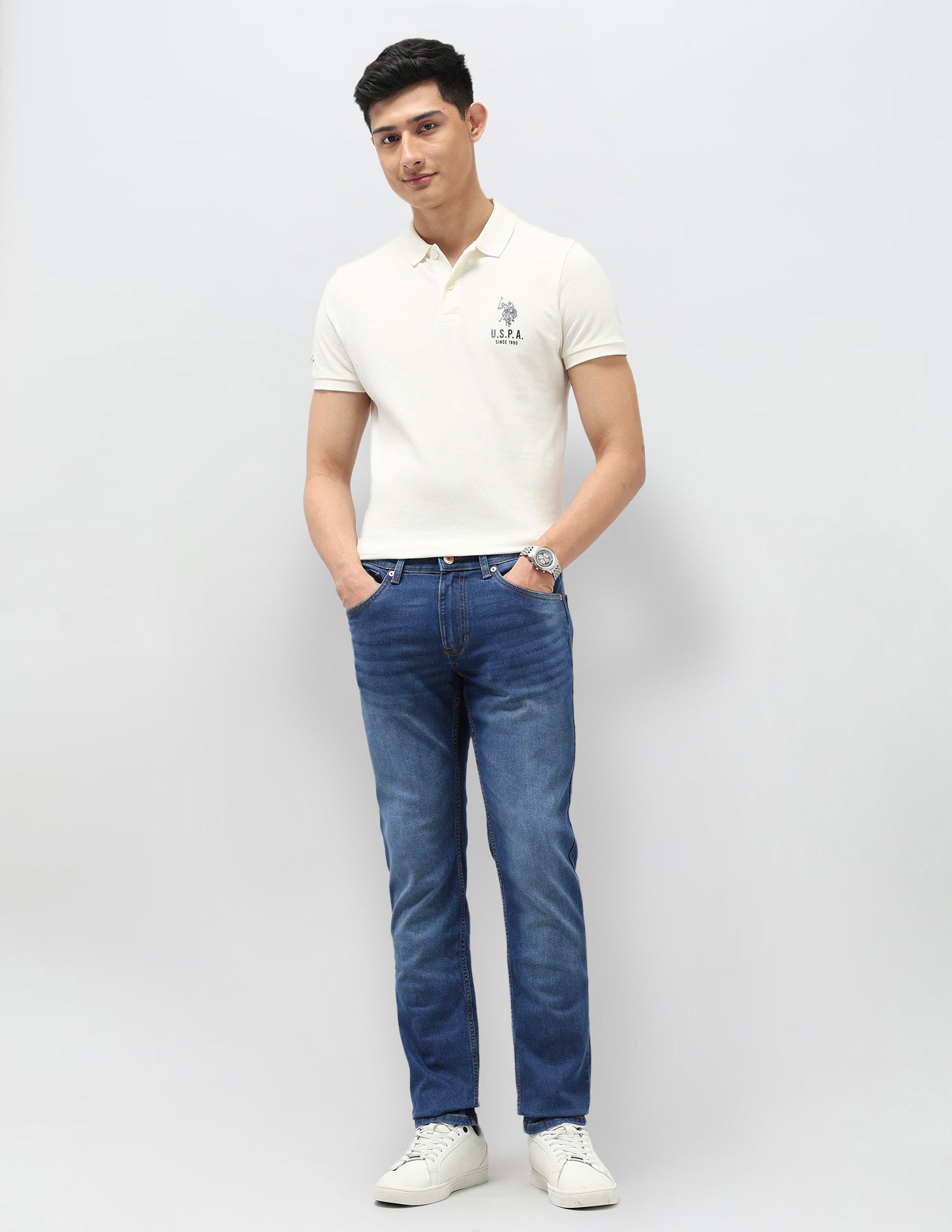 Brandon Slim Tapered Fit Blue Jeans Blue - U.S. Polo Assn. India | Large