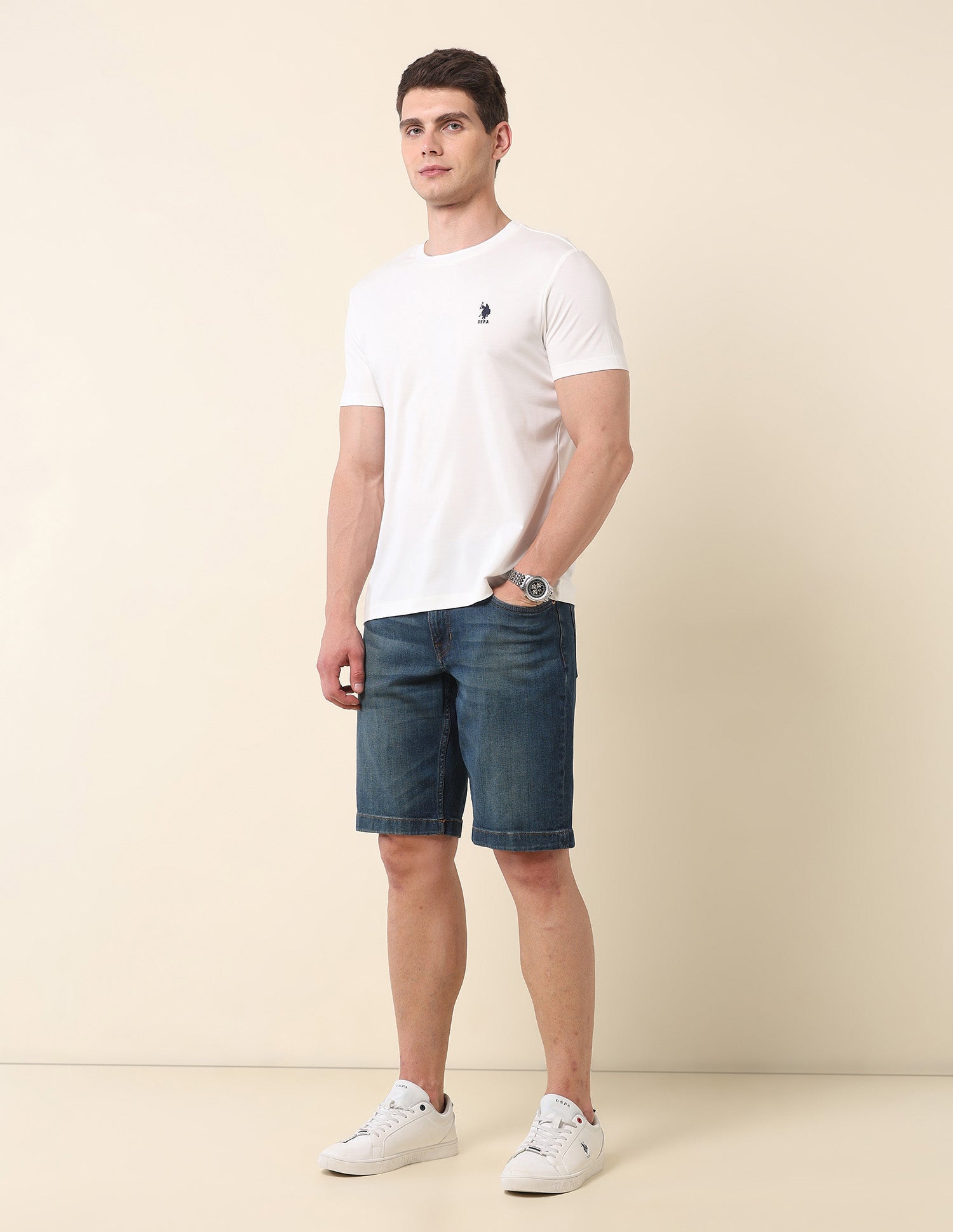 Slim Fit Classic T-Shirt Off White - U.S. Polo Assn. India | Large