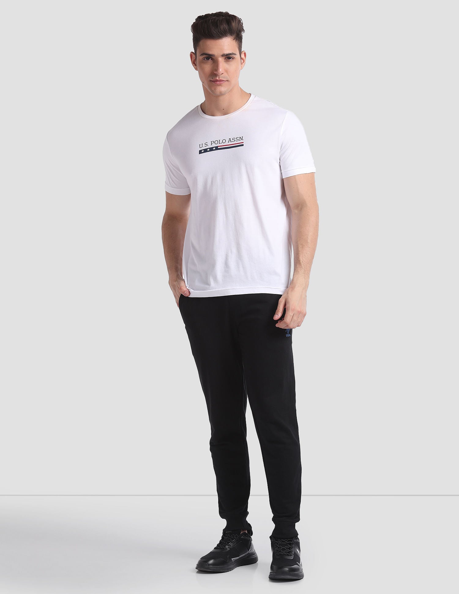 Mid Rise Drawstring Waist I604 Joggers - Pack Of 1 Black - U.S. POLO ASSN. | Large