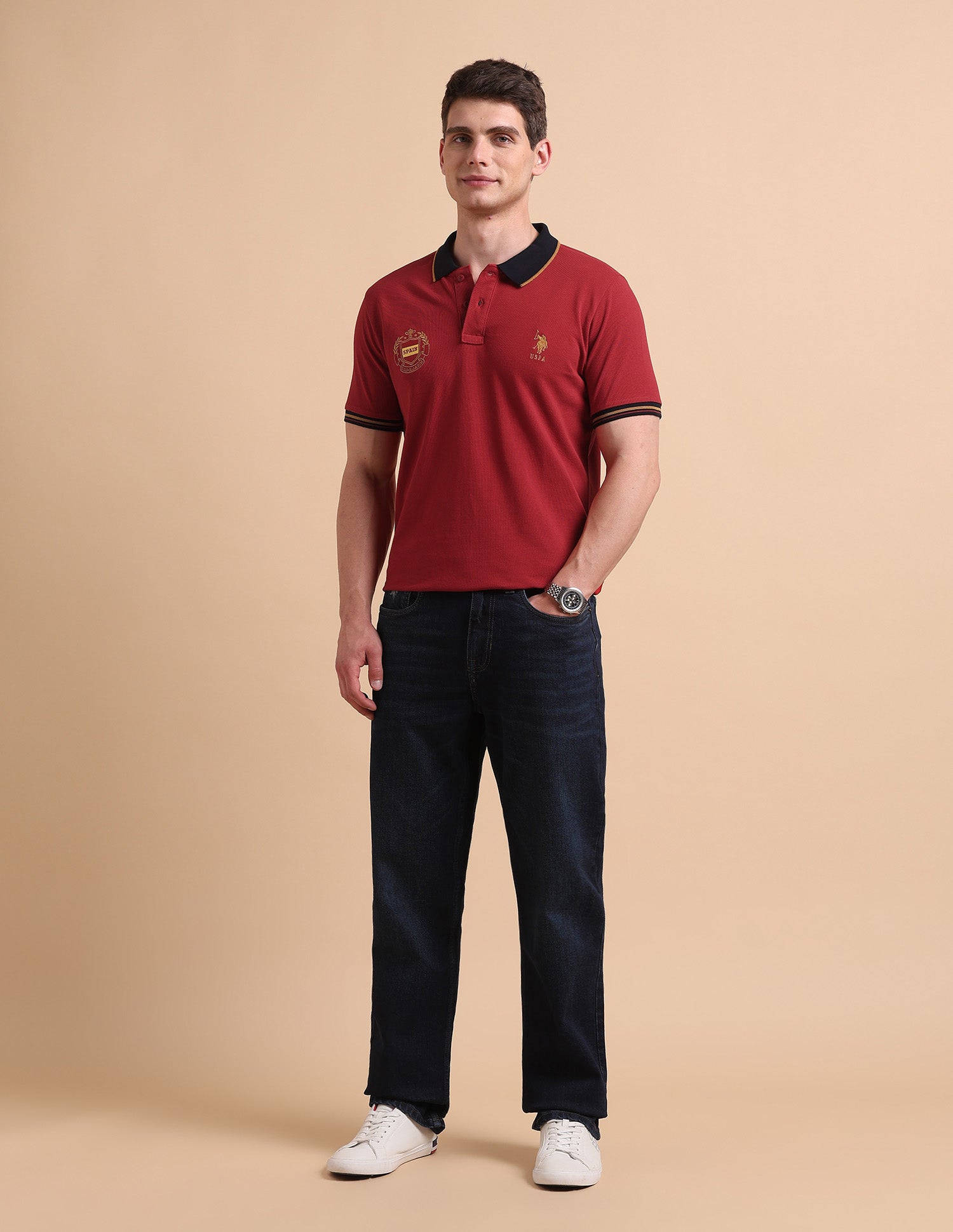 Slim Fit Iconic Number Polo Shirt Maroon - U.S. POLO ASSN. | Large