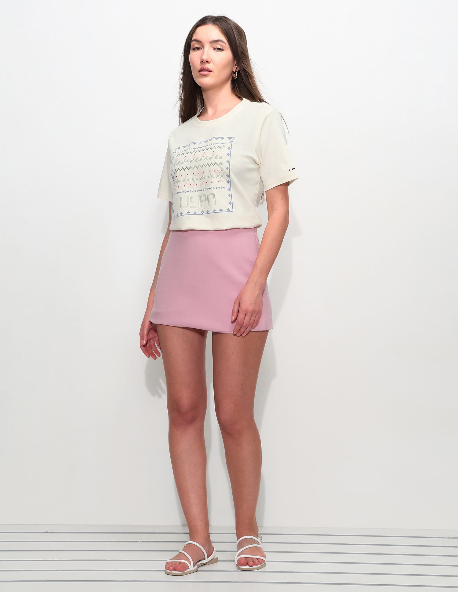 Boxy Fit Floral Printed T-Shirt Off White - U.S. Polo Assn. India | Large