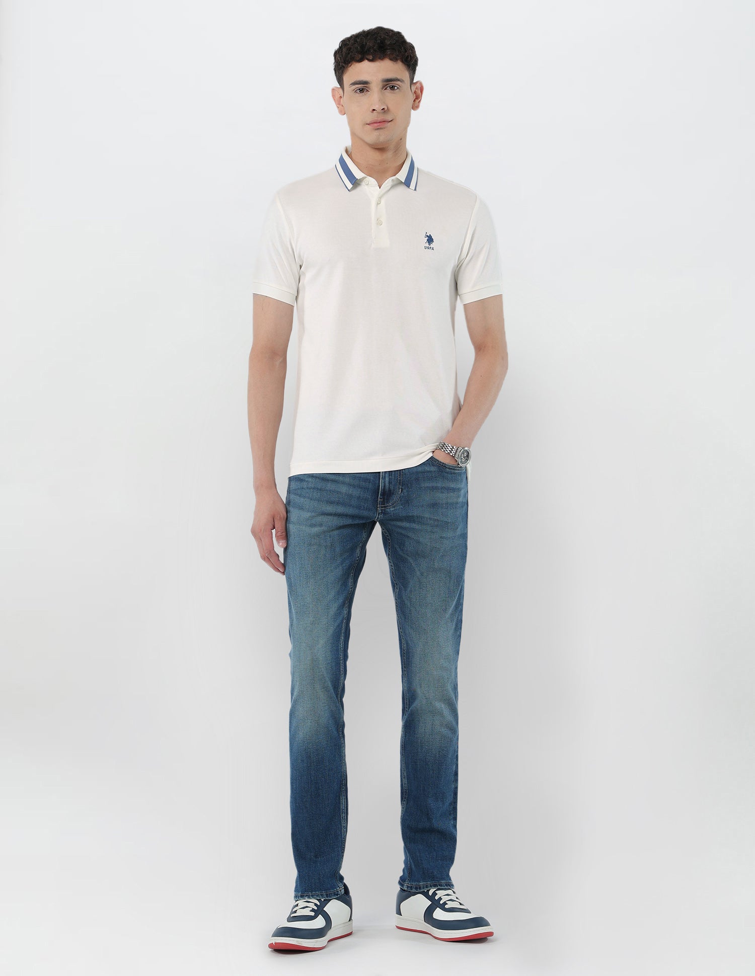 Solid Regular Fit Polo Shirt White - U.S. POLO ASSN. | Large