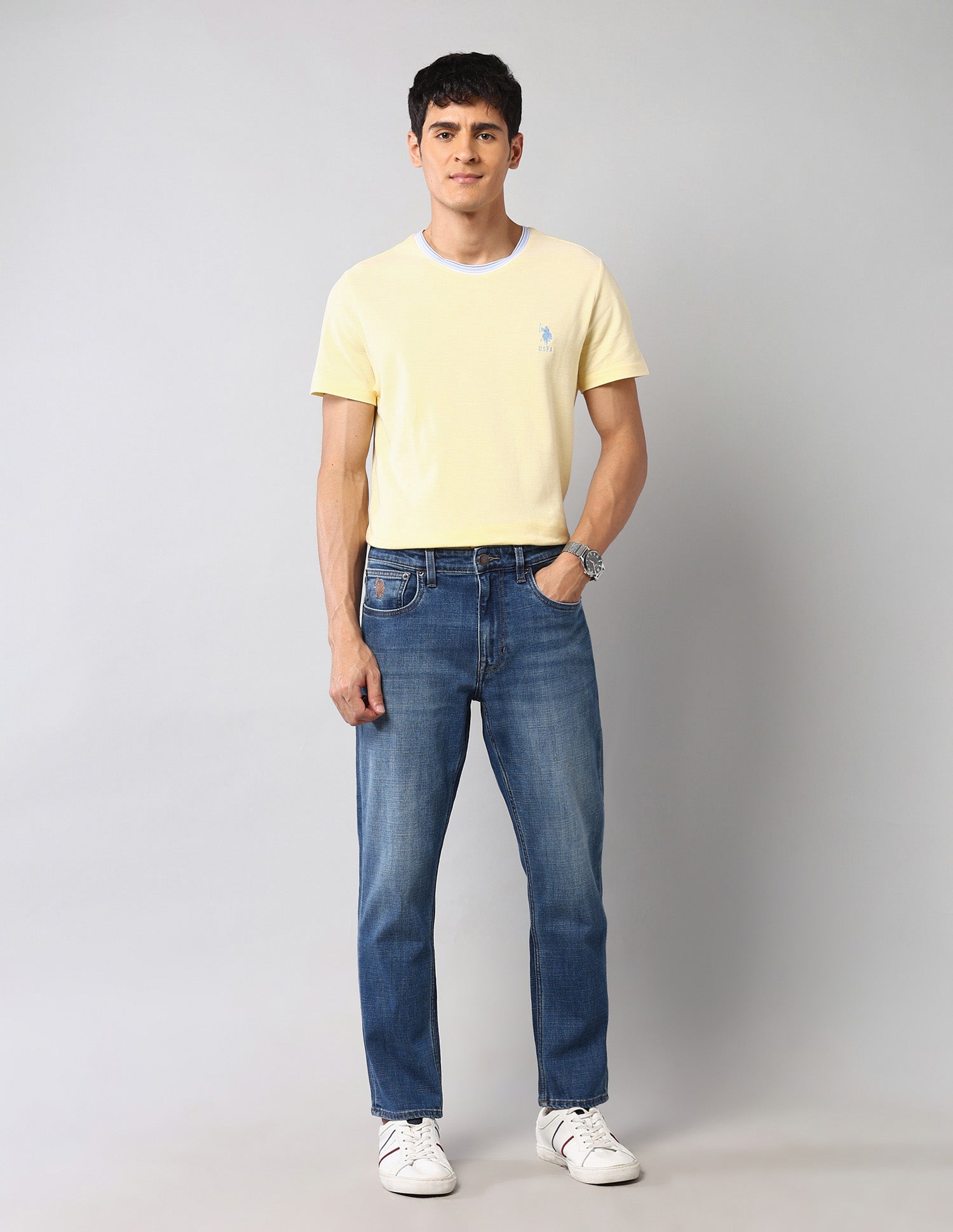 Cole Comfort Cropped Fit Blue Vintage Jeans Blue - U.S. Polo Assn. India | Large
