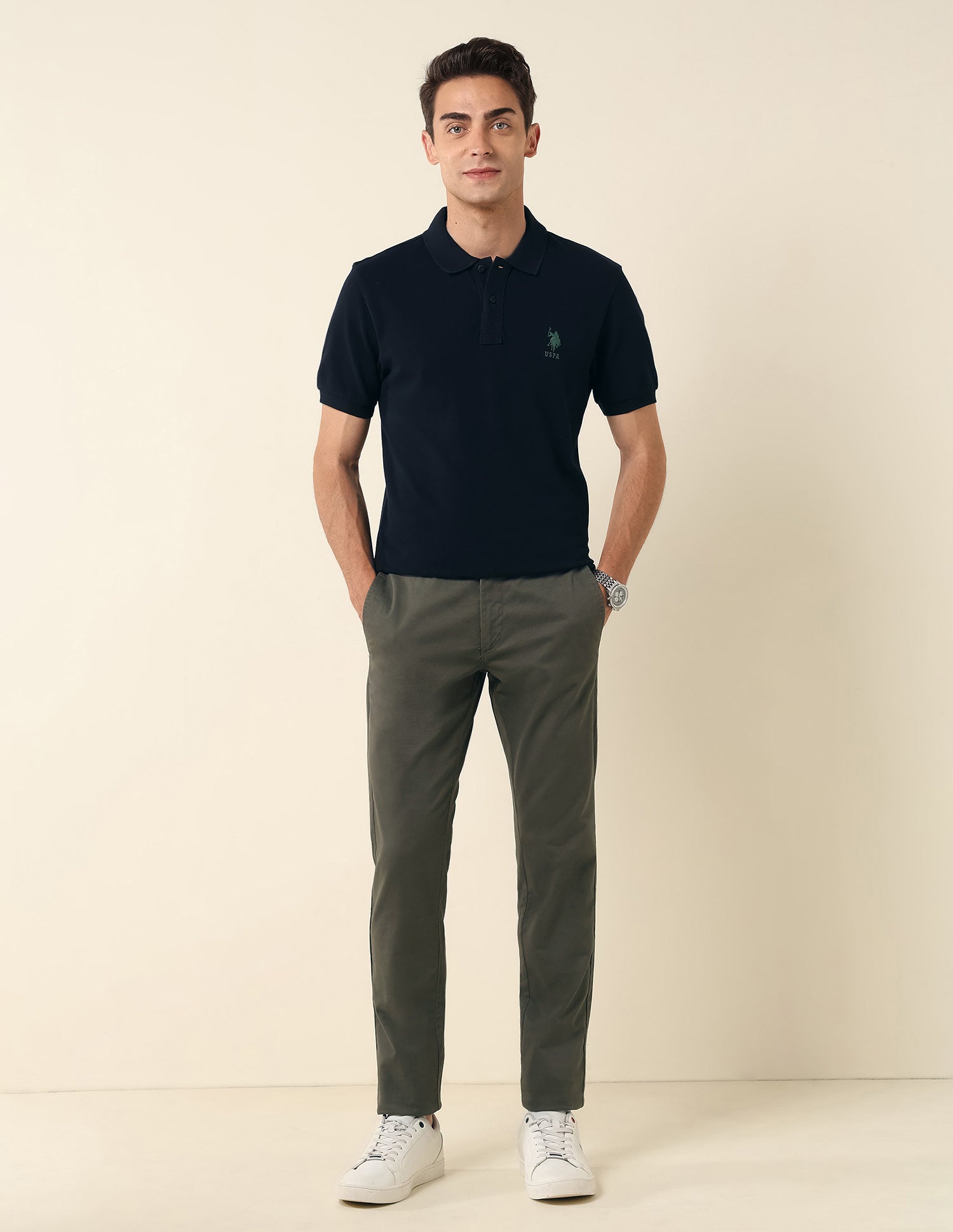 Slim Fit Pure Cotton Polo Shirt Navy - U.S. Polo Assn. India | Large