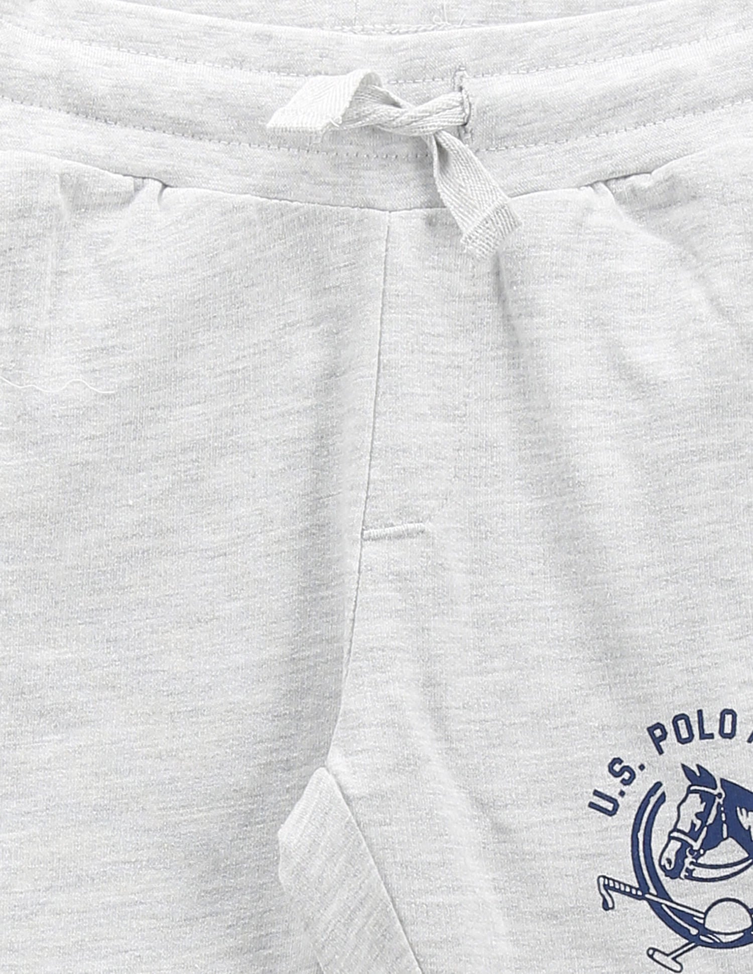 Boys Mid Rise Heathered Joggers Grey - U.S. Polo Assn. India | Large