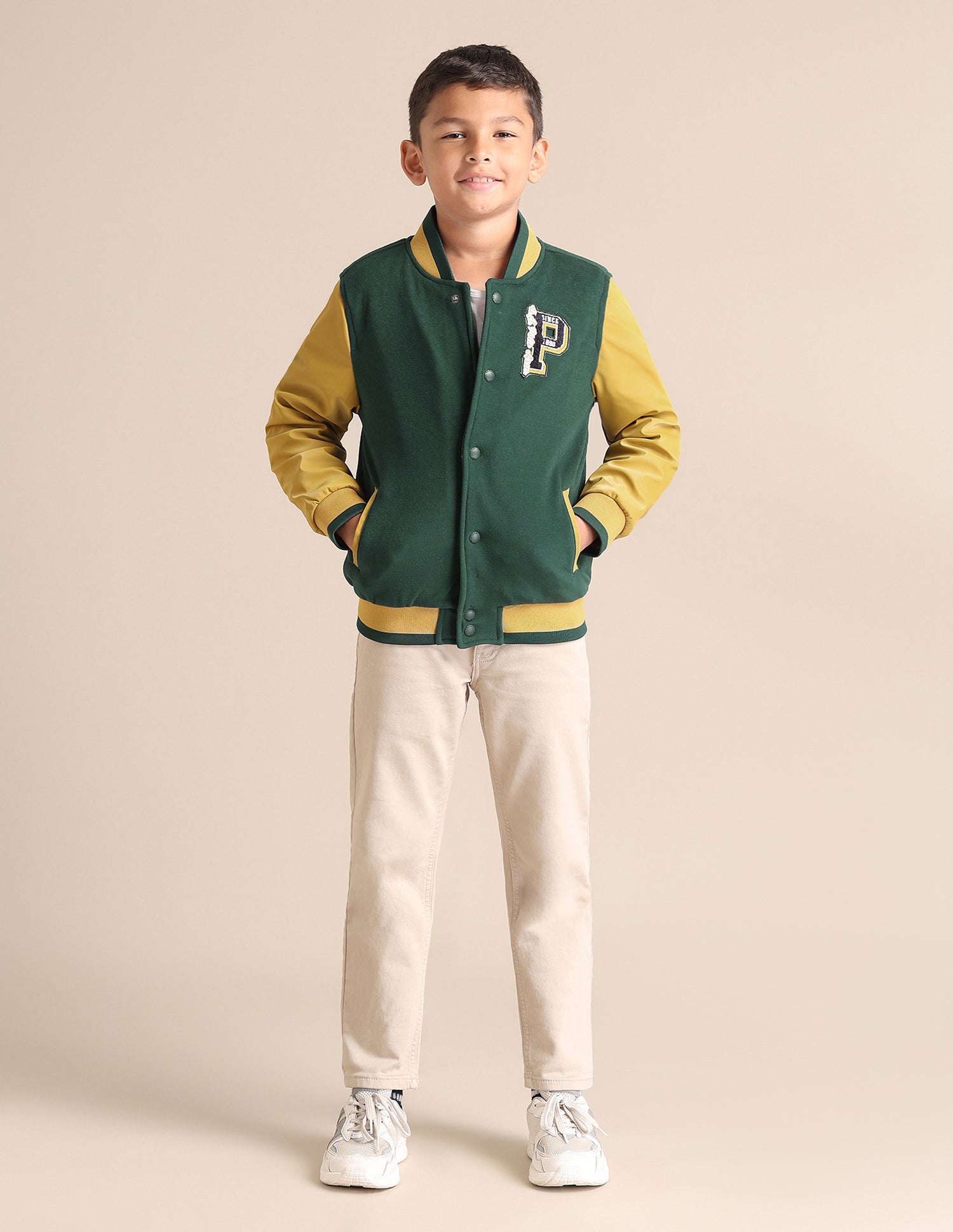 Boys Colour Blocked Spread Collar Jacket Green - U.S. POLO ASSN. | Large