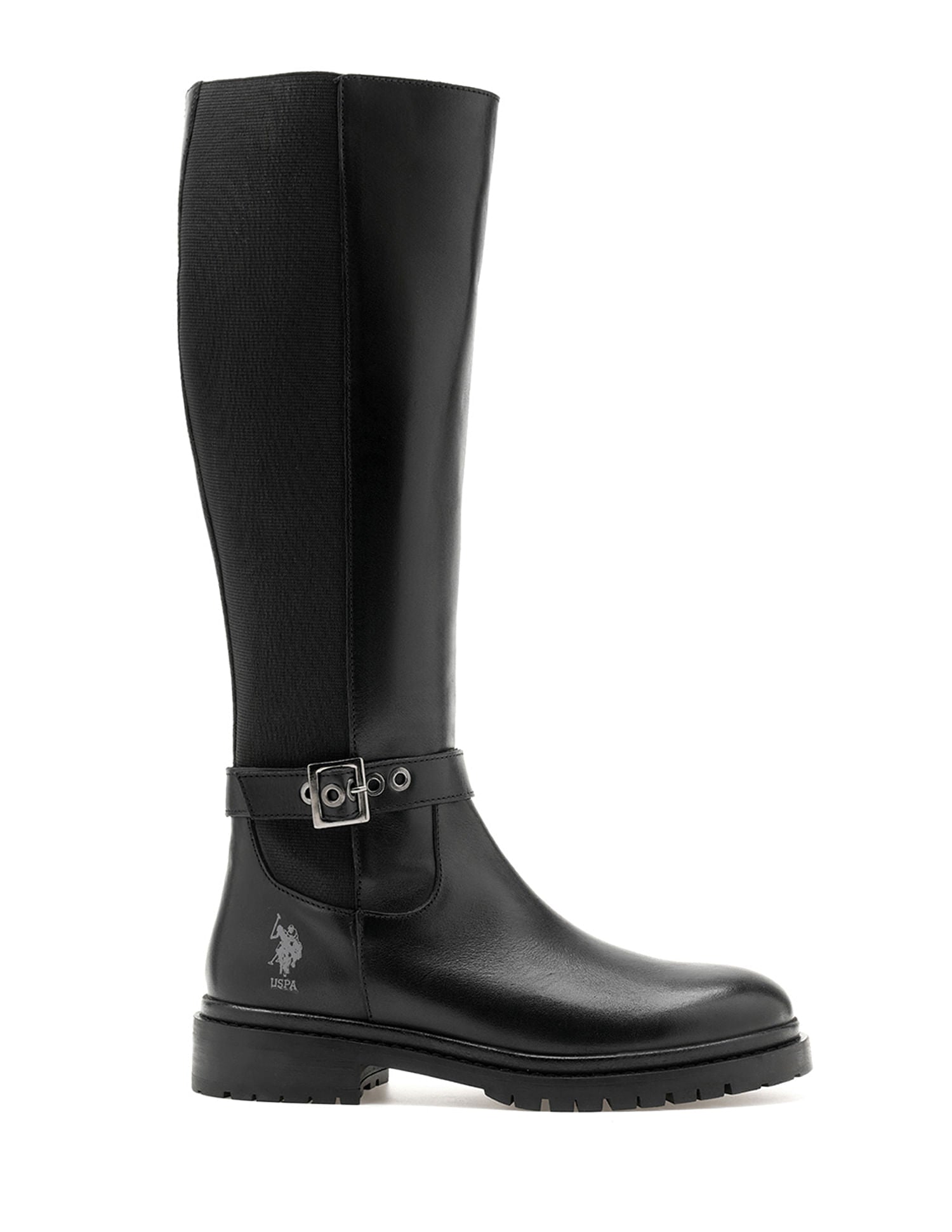 Women Giorgia Leather Riding Boots Black - U.S. Polo Assn. India | Large