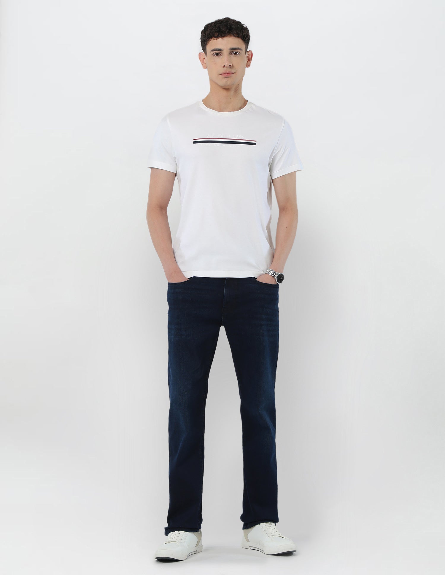 Brand Embossed Slim Fit T-Shirt White - U.S. POLO ASSN. | Large