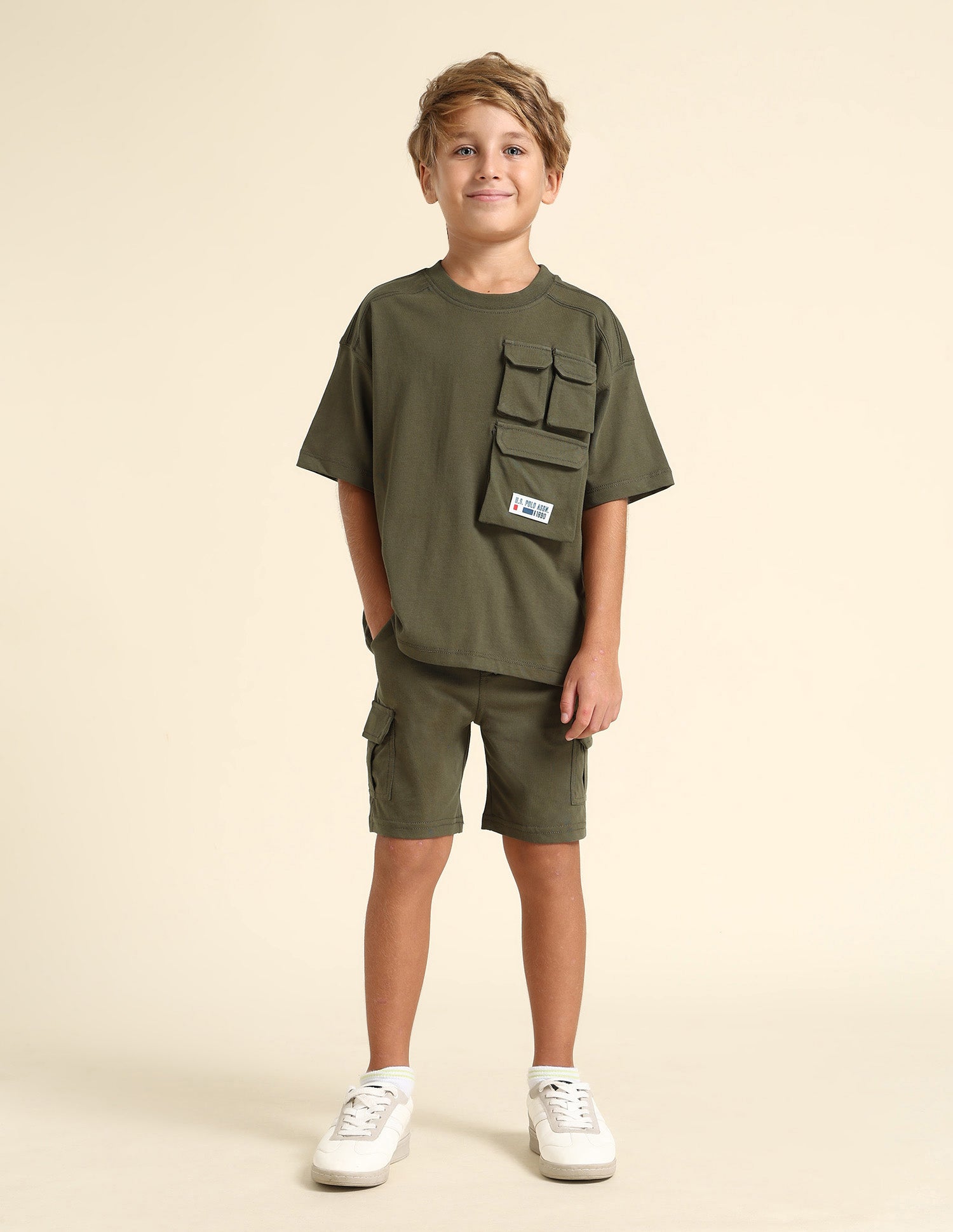 Boys Solid Regular Fit T-Shirt Olive - U.S. POLO ASSN. | Large