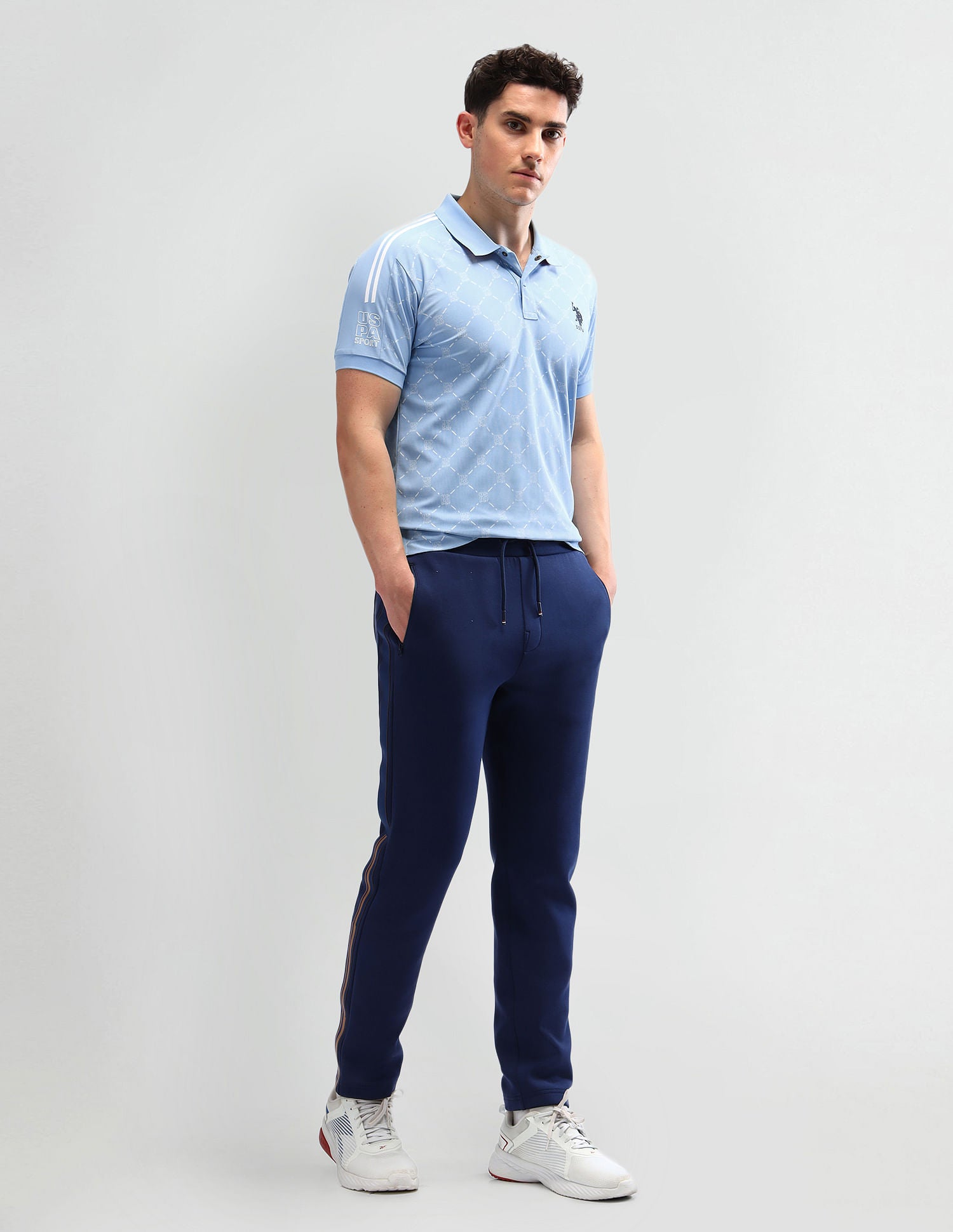 Slim Fit Printed Polo Shirt Light Blue - U.S. Polo Assn. India | Large