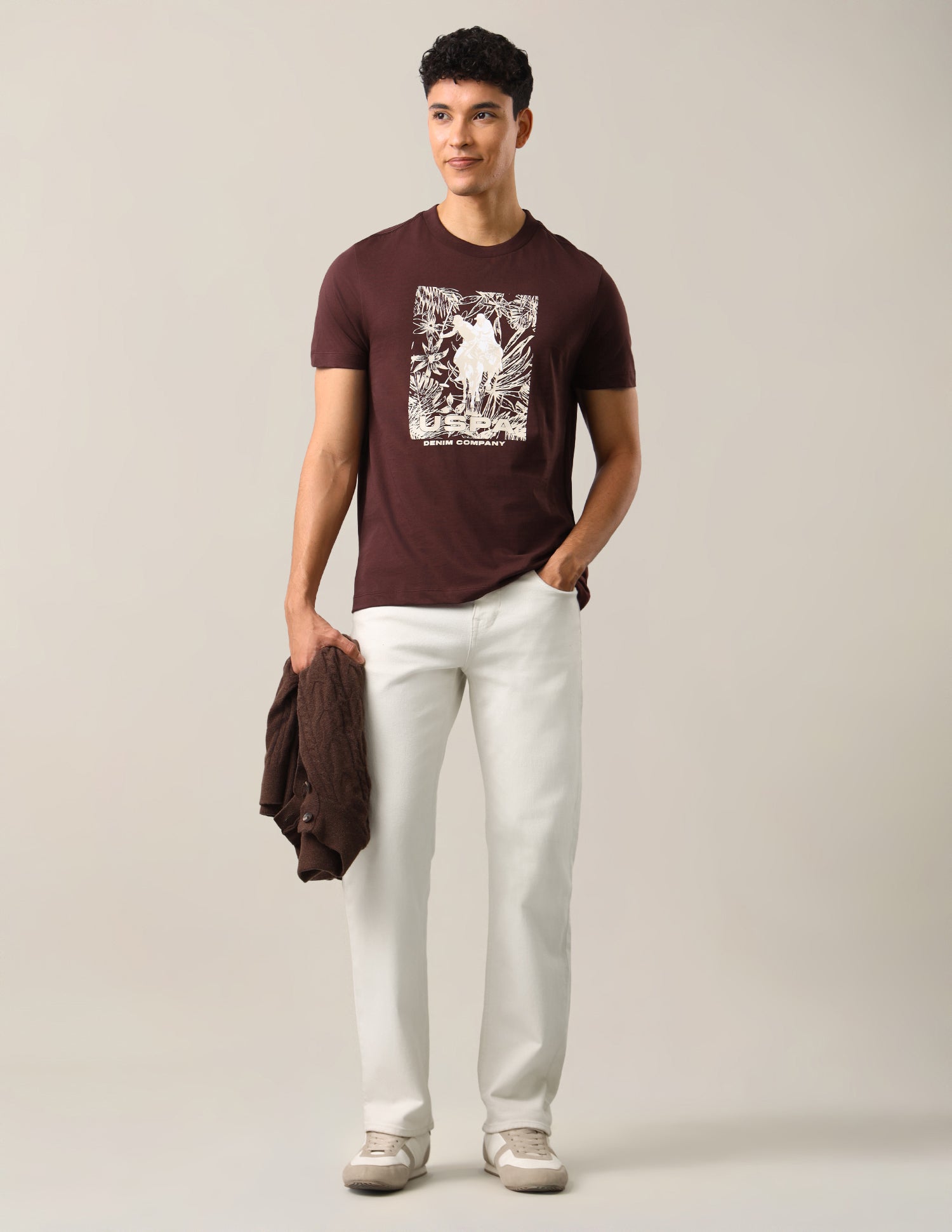 Graphic Brand Printed Regular Fit T-Shirt Maroon - U.S. Polo Assn. India | Large