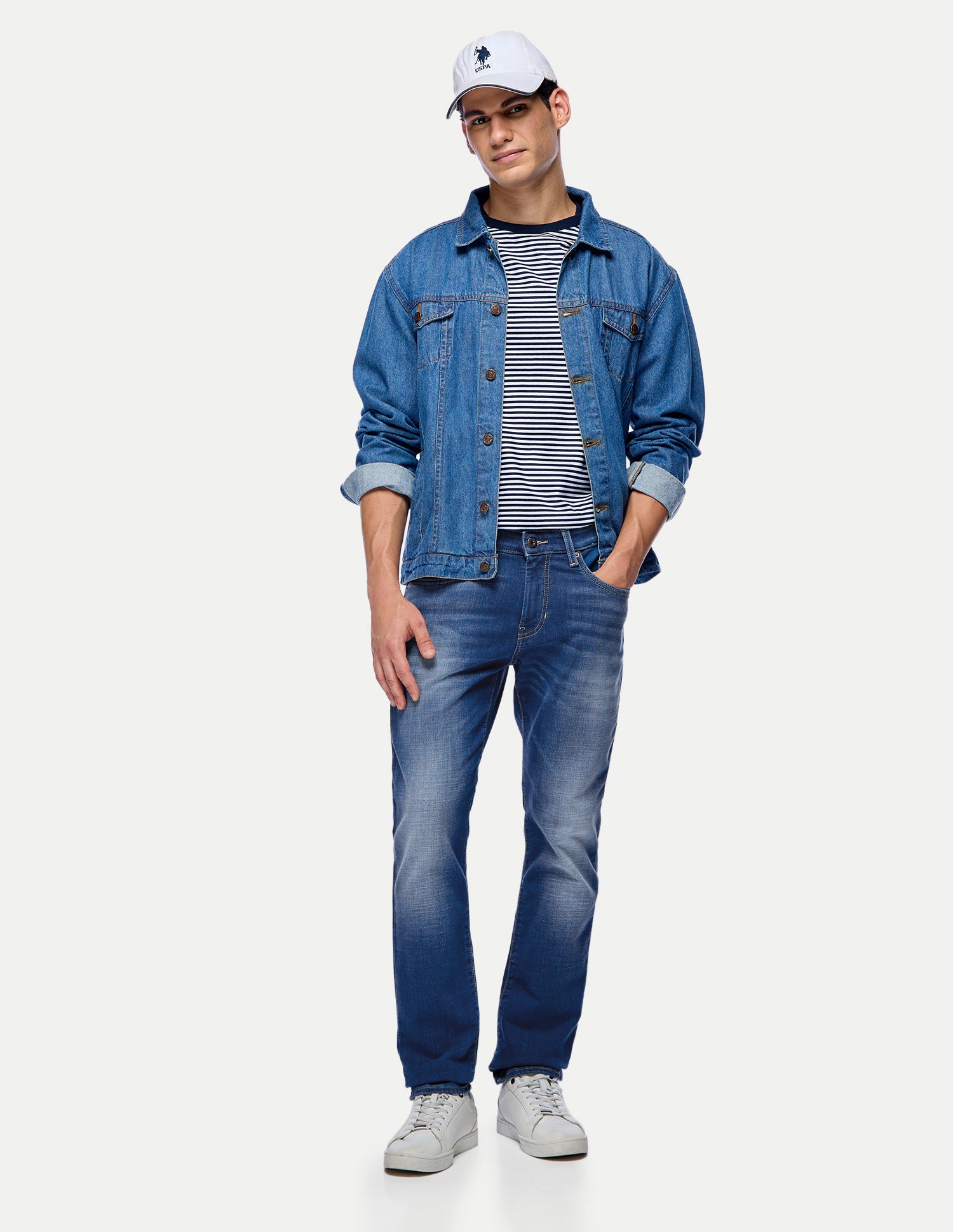 Brandon Slim-Tapered Fit Blue Jeans Mid Blue - U.S. Polo Assn. India | Large
