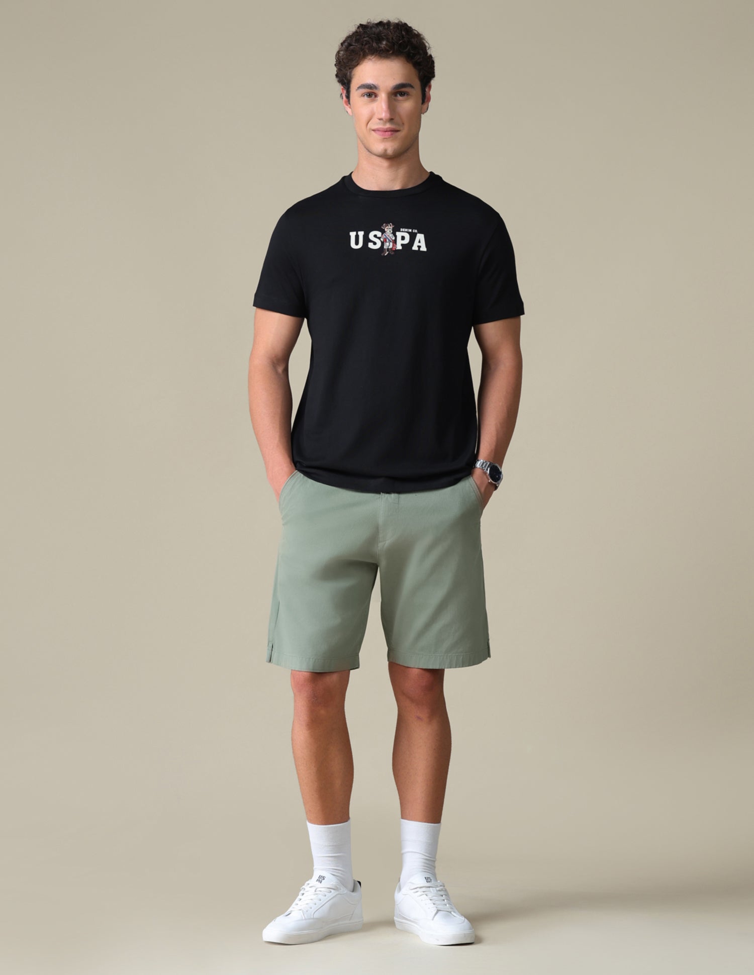 Slim Fit Solid T-Shirt Black - U.S. Polo Assn. India | Large