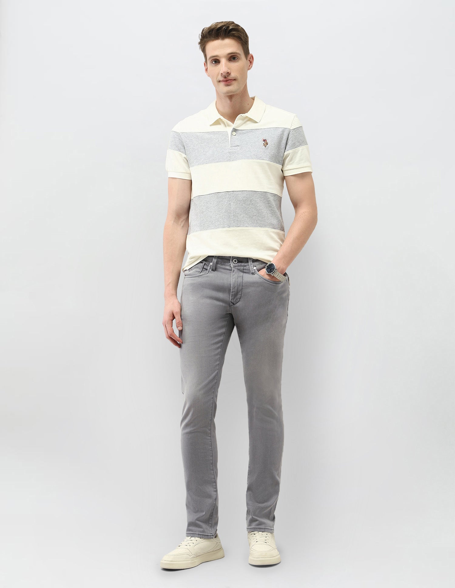 Brandon Slim Tapered Fit Light Washed Jeans Grey - U.S. Polo Assn. India | Large