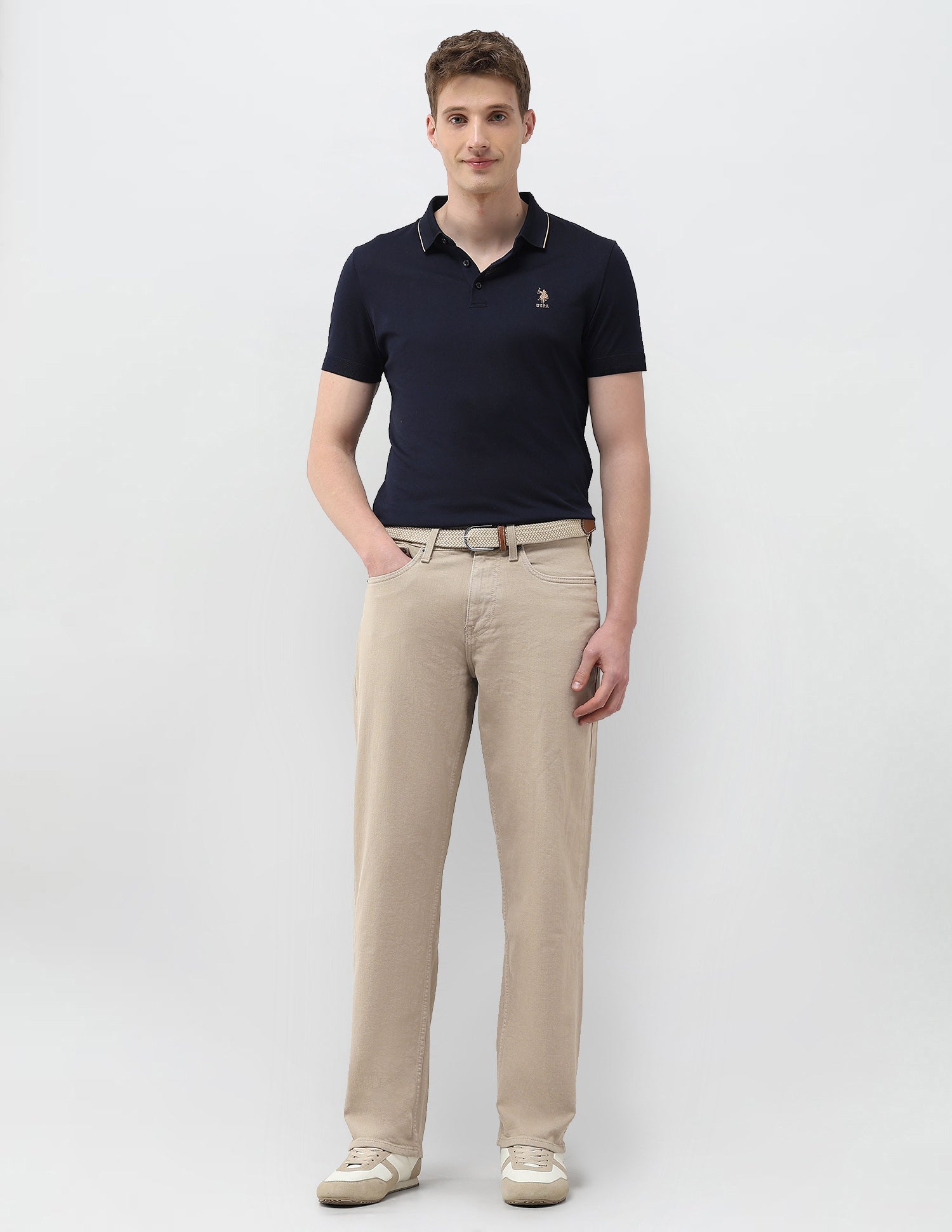 Shawn Relaxed Fit Brown Jeans Khaki - U.S. Polo Assn. India | Large