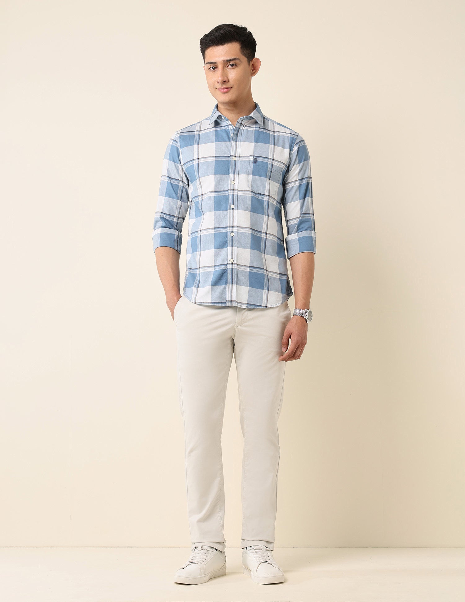 Buffalo Checked Pure Cotton Shirt Blue - U.S. POLO ASSN. | Large