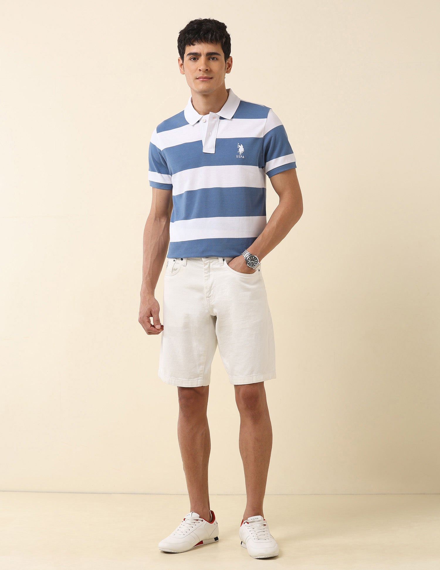 Horizontal Striped Classic Polo Shirt Dark Blue - U.S. Polo Assn. India | Large