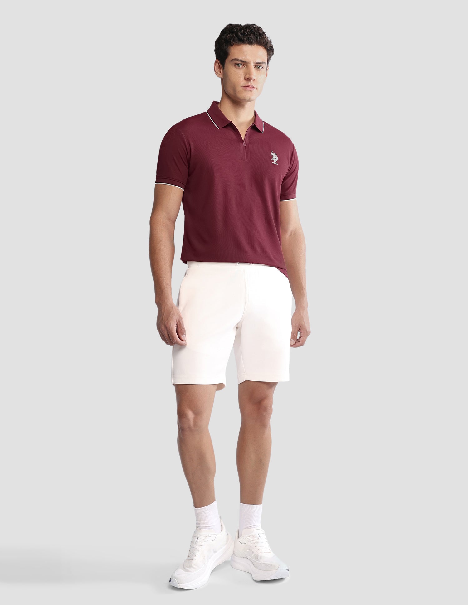Solid Regular Fit Active Polo Shirt Maroon - U.S. Polo Assn. India | Large