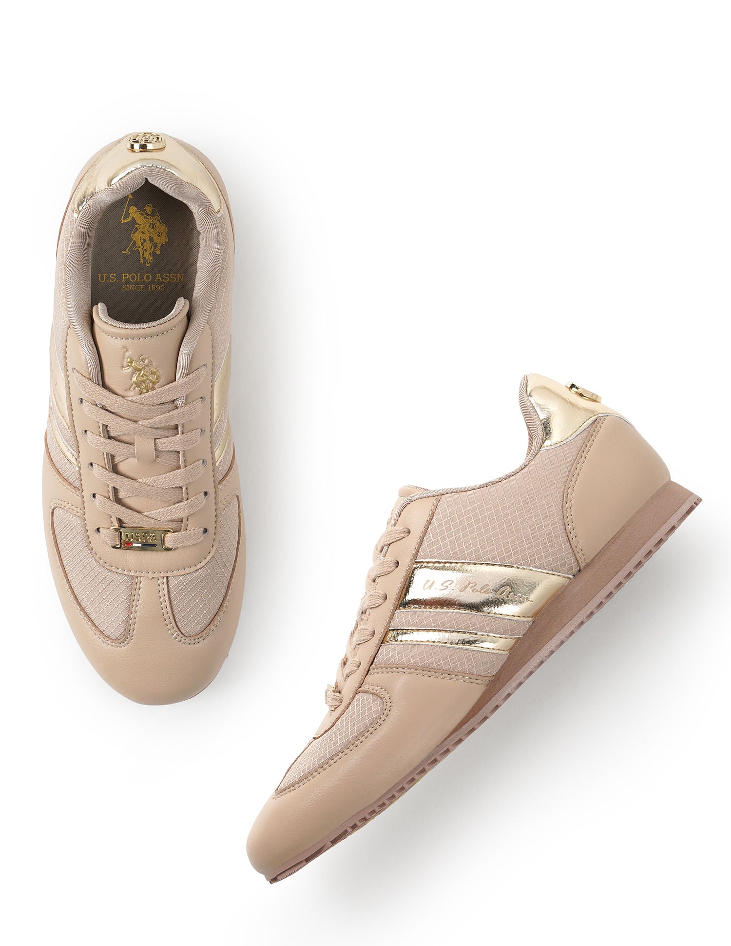 Women Lace Ups Logo Nemsy 2.0 Sneakers Beige - U.S. POLO ASSN. | Large