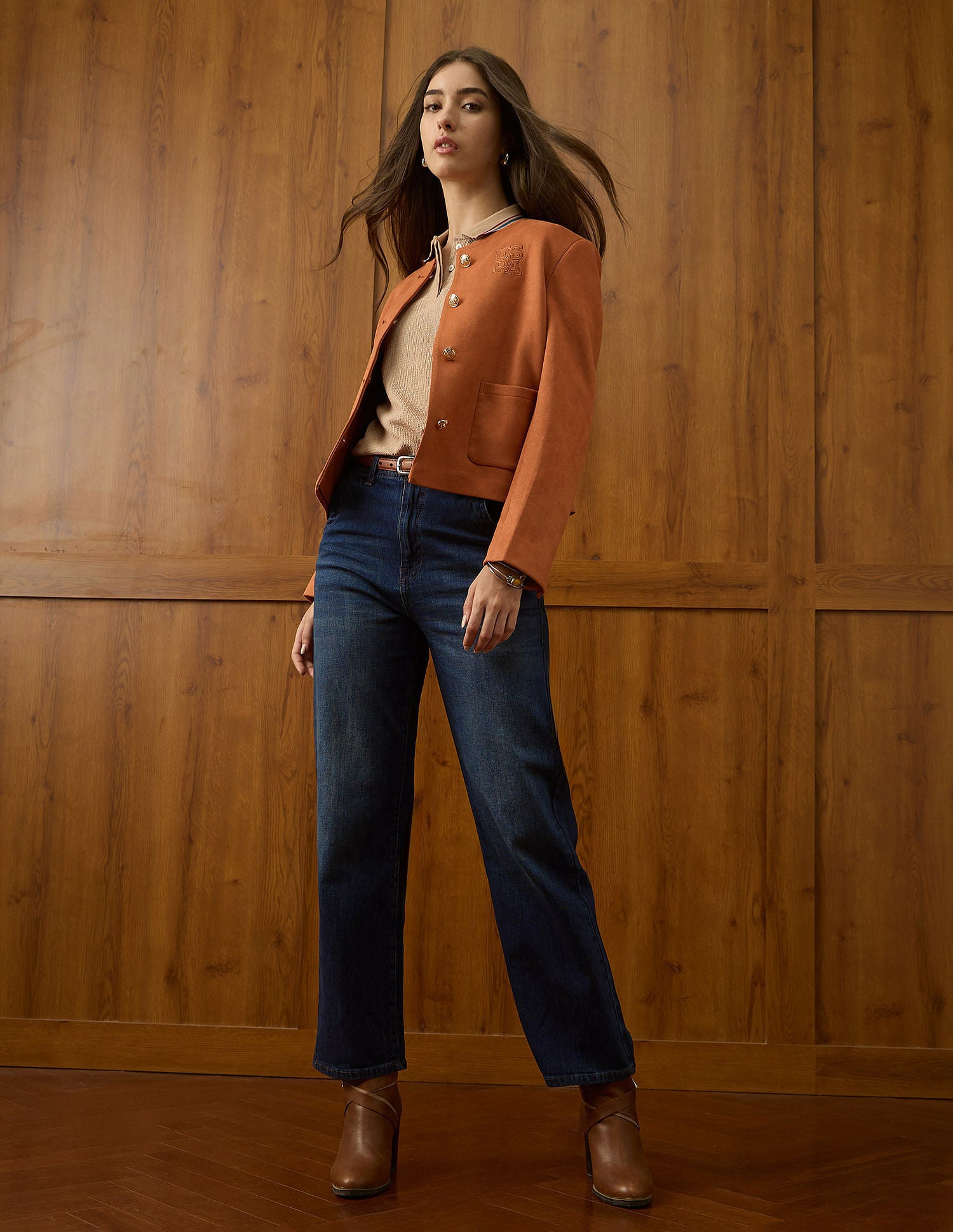 High Rise Straight Fit Jeans Dark Blue - U.S. POLO ASSN. | Large