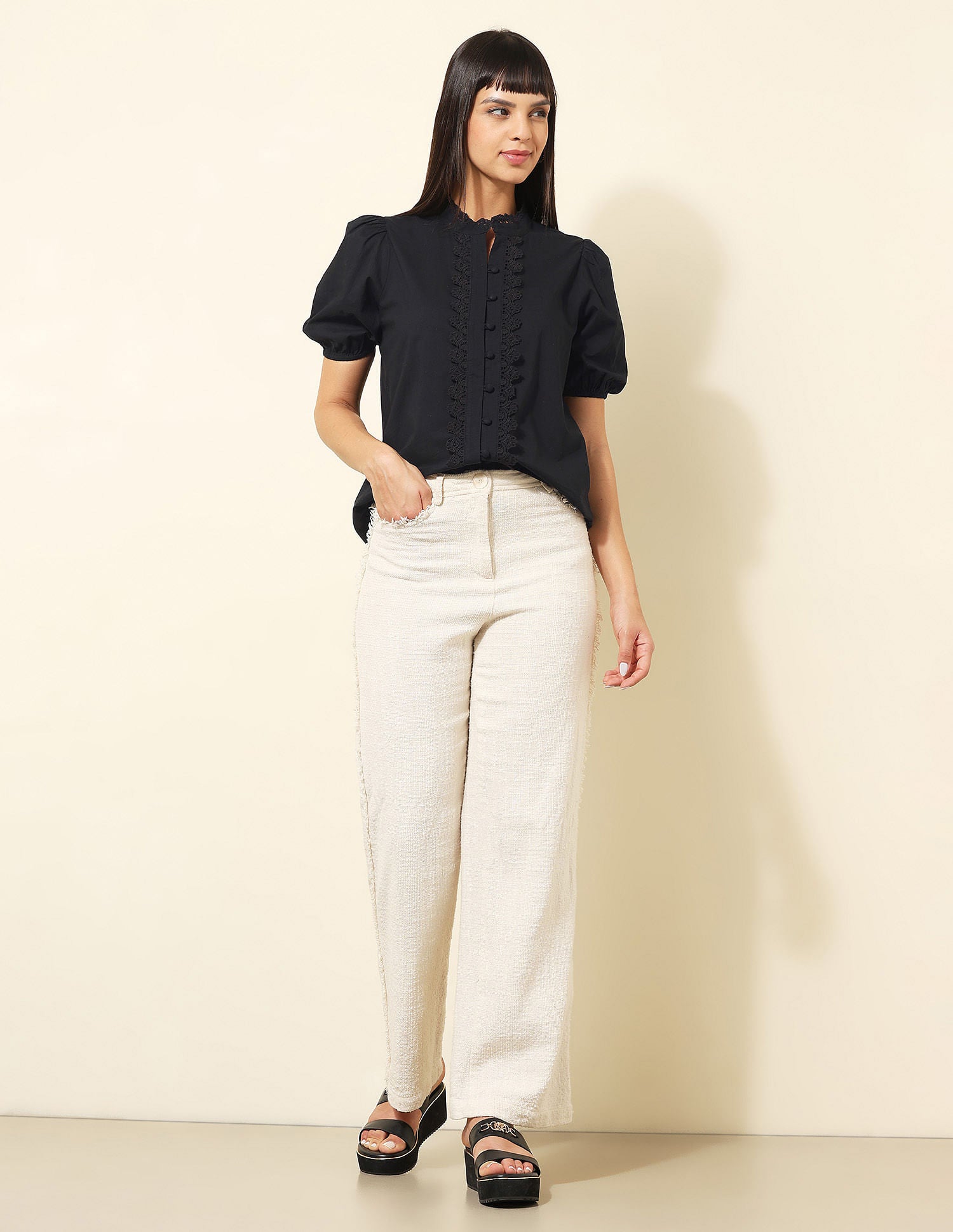 Lace Detailed Top Black - U.S. POLO ASSN. | Large