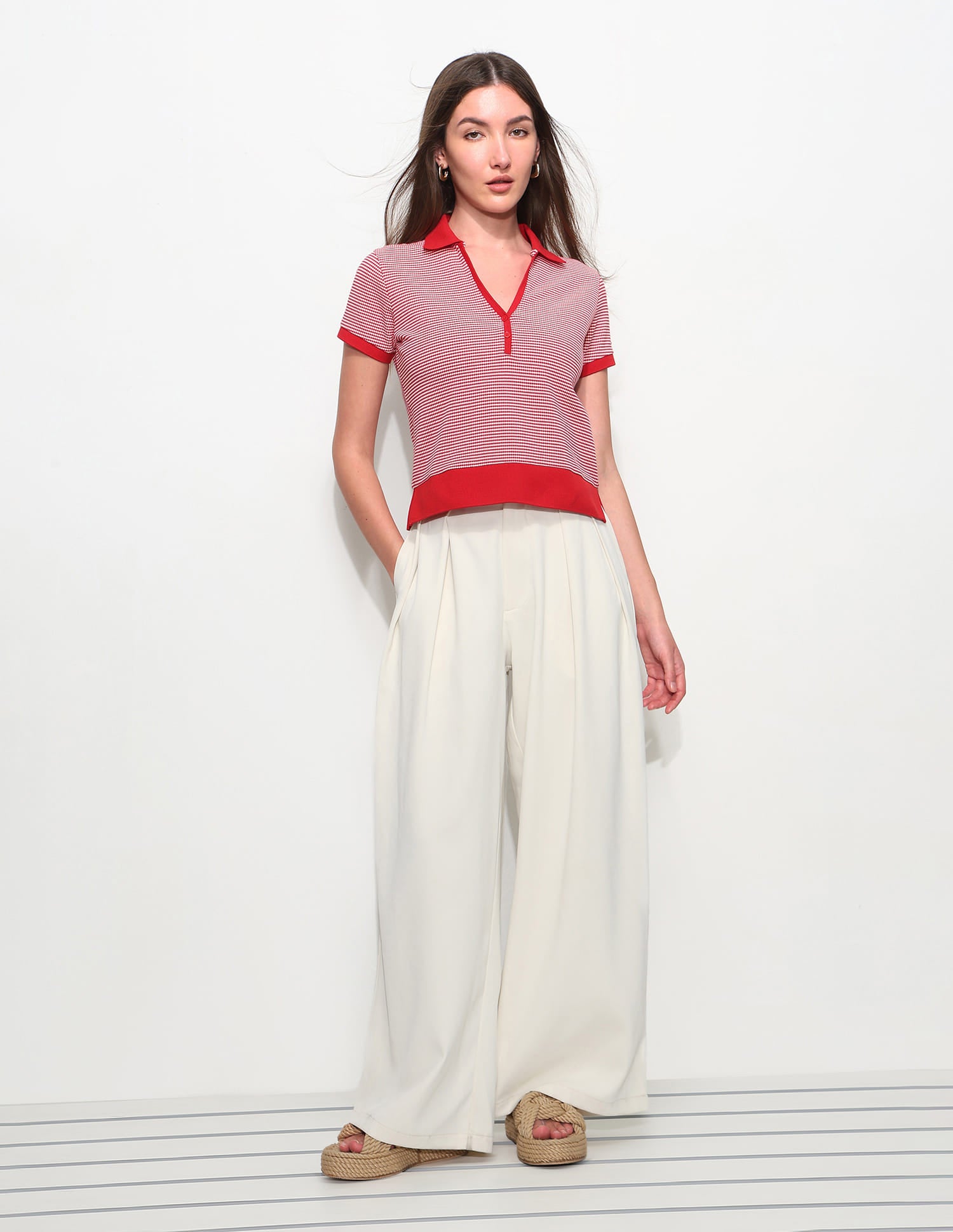 Relaxed Fit Textured Polo Shirt Red - U.S. Polo Assn. India | Large