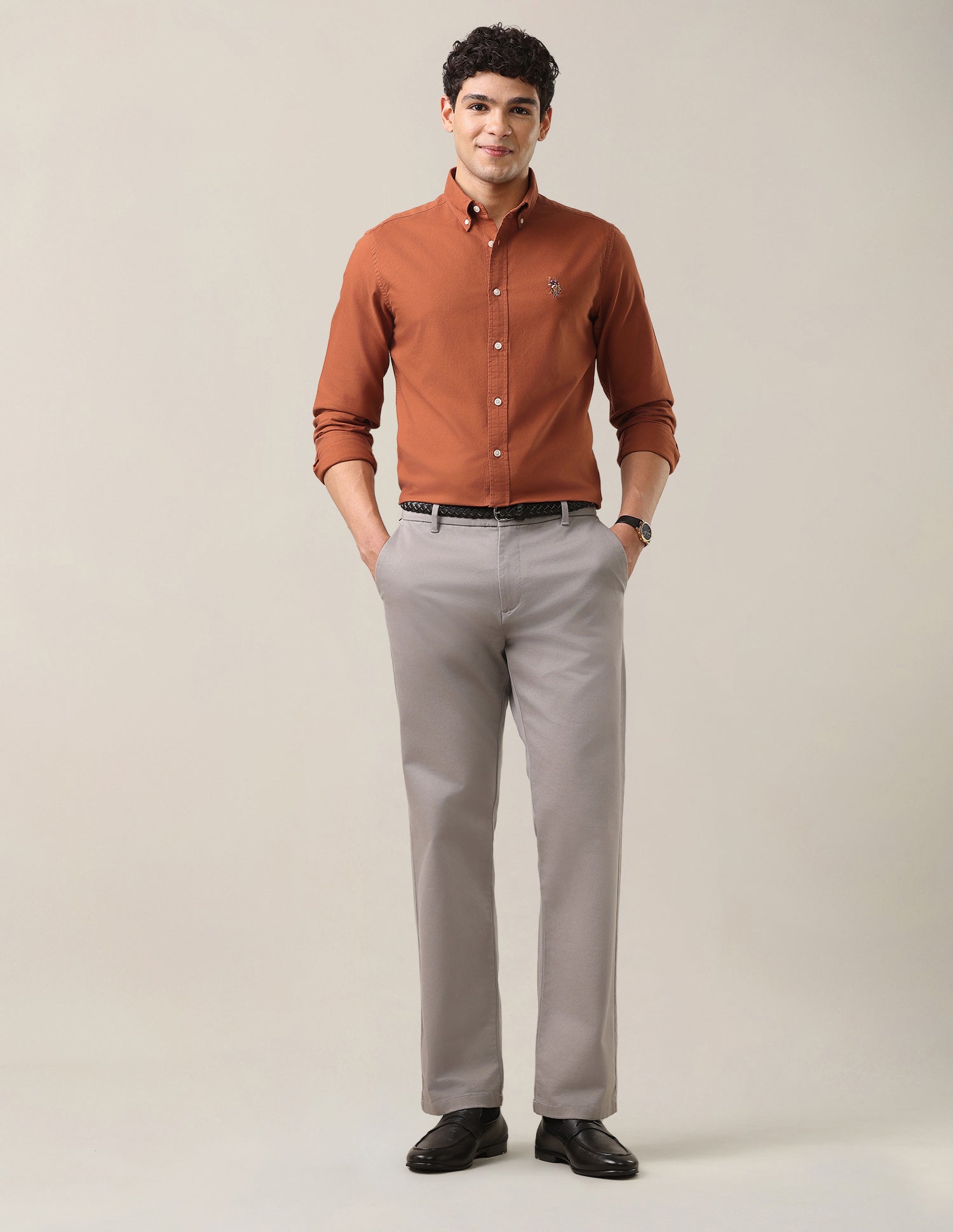 Oxford Tailored Fit Button-Down Collar Shirt Rust - U.S. Polo Assn. India | Large