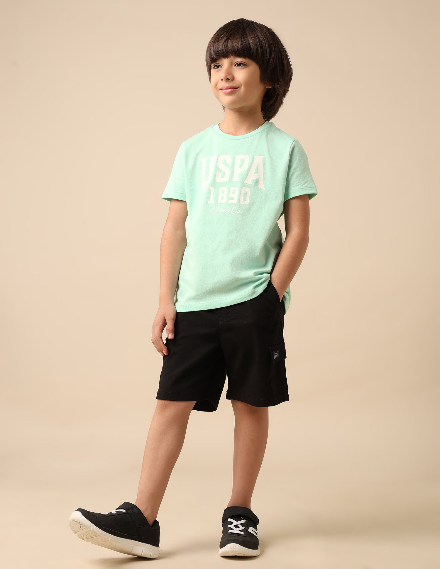 Boys Pure Cotton Brand Printed T Shirt Light Green - U.S. POLO ASSN. | Large