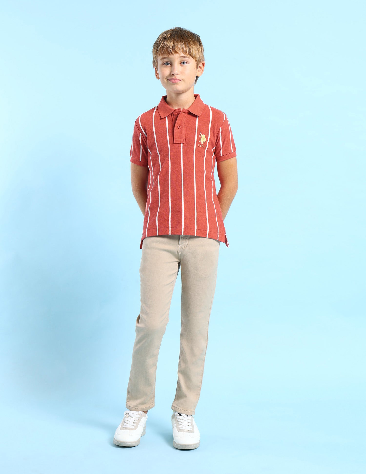 Boys Regular Fit Vertical Striped Polo Shirt Red - U.S. POLO ASSN. | Large
