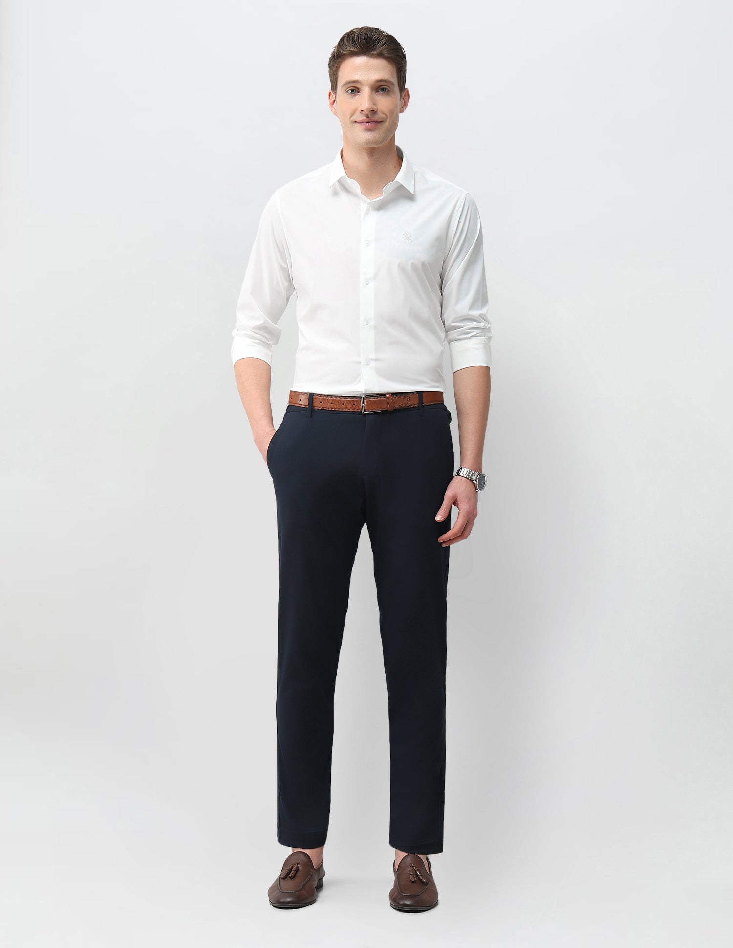 Aeris Solid Regular Fit Shirt White - U.S. Polo Assn. India | Large