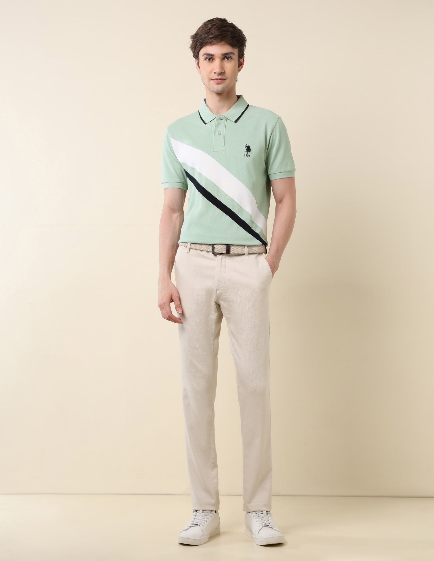 Colourblocked Classic Polo Shirt Light Green - U.S. POLO ASSN. | Large