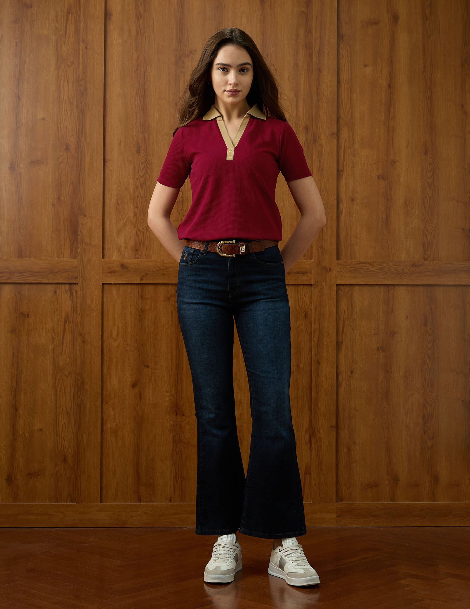 Textured Contrast  Collar Regular Fit Polo Shirt Purple - U.S. Polo Assn. India | Large