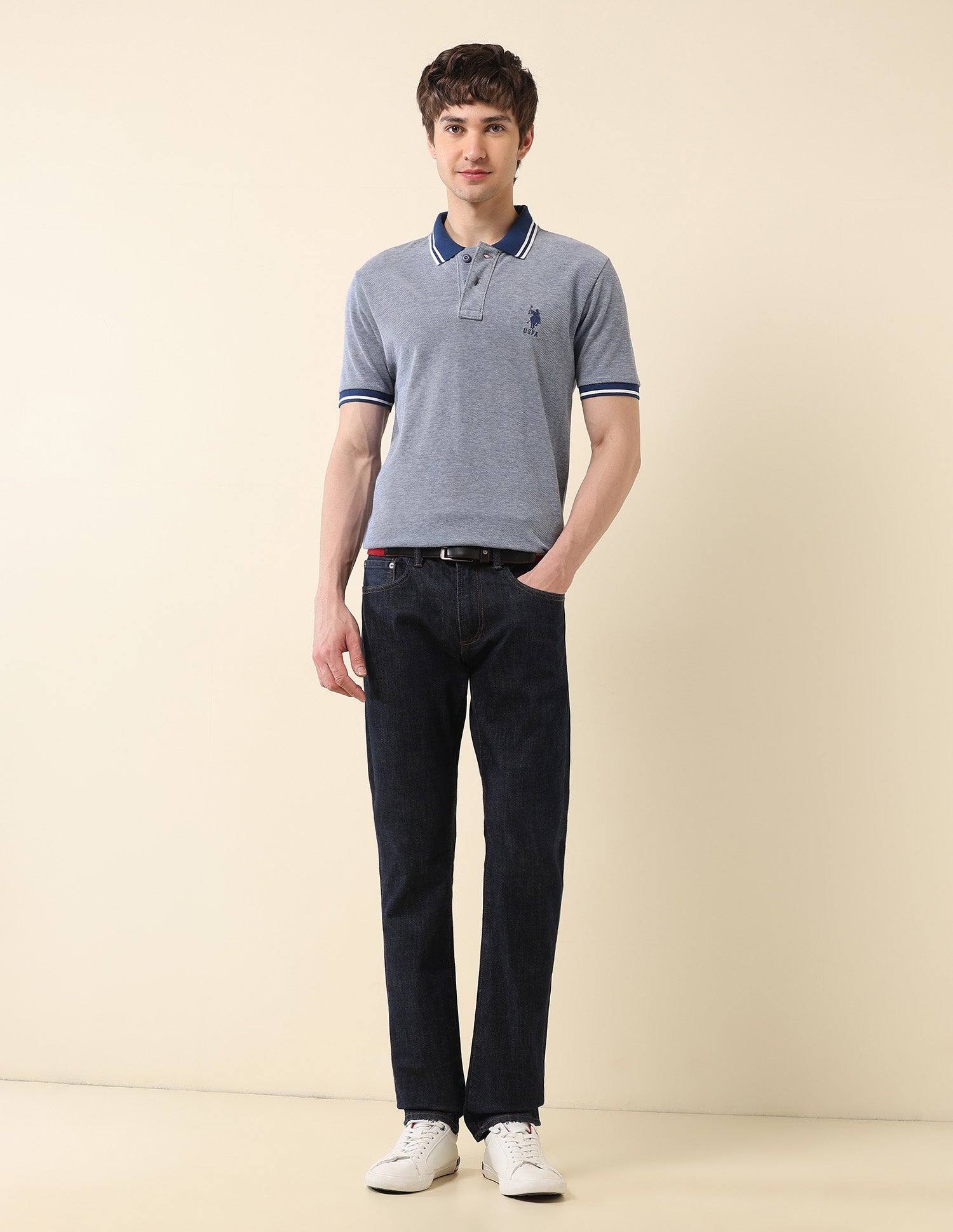 Heathered Classic Polo Shirt Blue - U.S. Polo Assn. India | Large