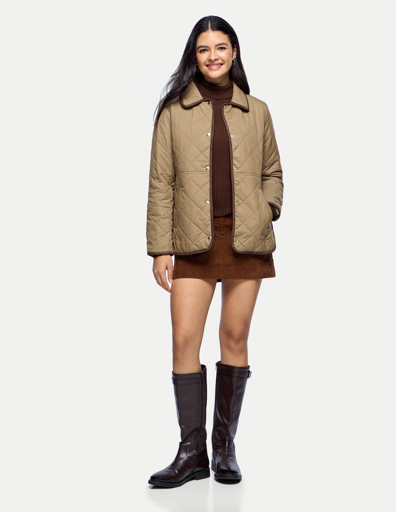 Quilted Regular Fit Puffer Jacket Light Brown - U.S. Polo Assn. India | Large