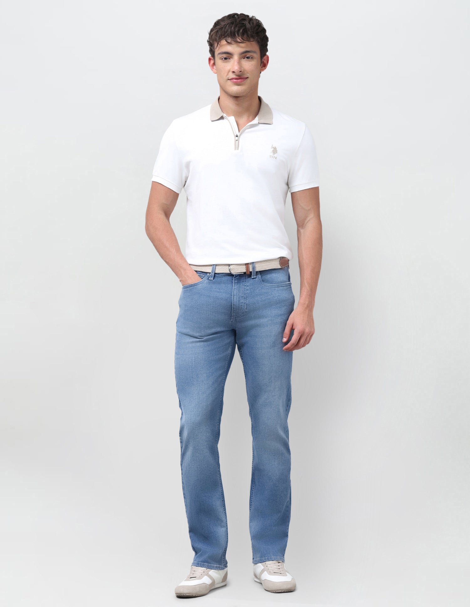 Harold Slim Straight Fit Blue Jeans Light Blue - U.S. Polo Assn. India | Large