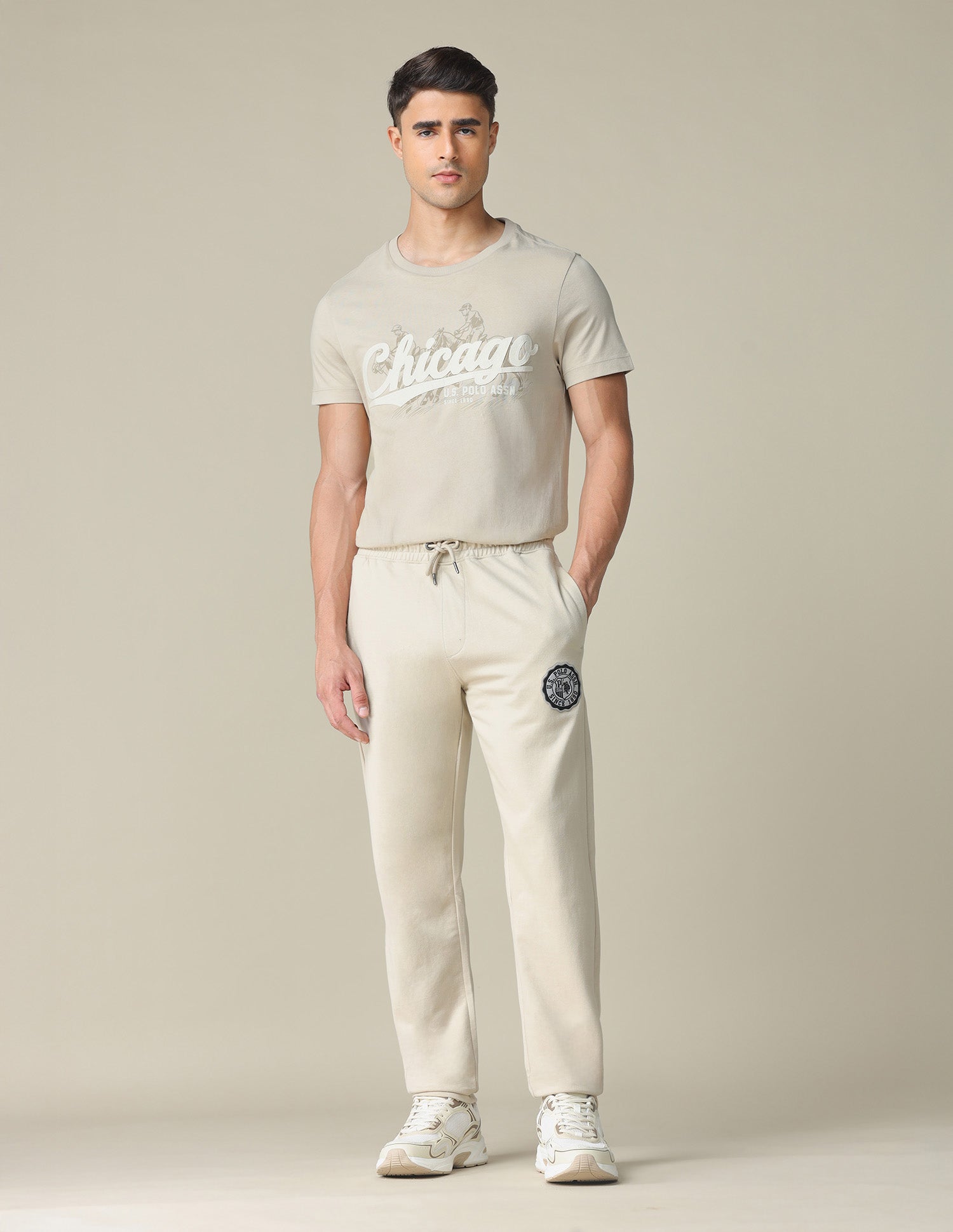 Muscle Fit Brand Printed T- Shirt Beige - U.S. POLO ASSN. | Large